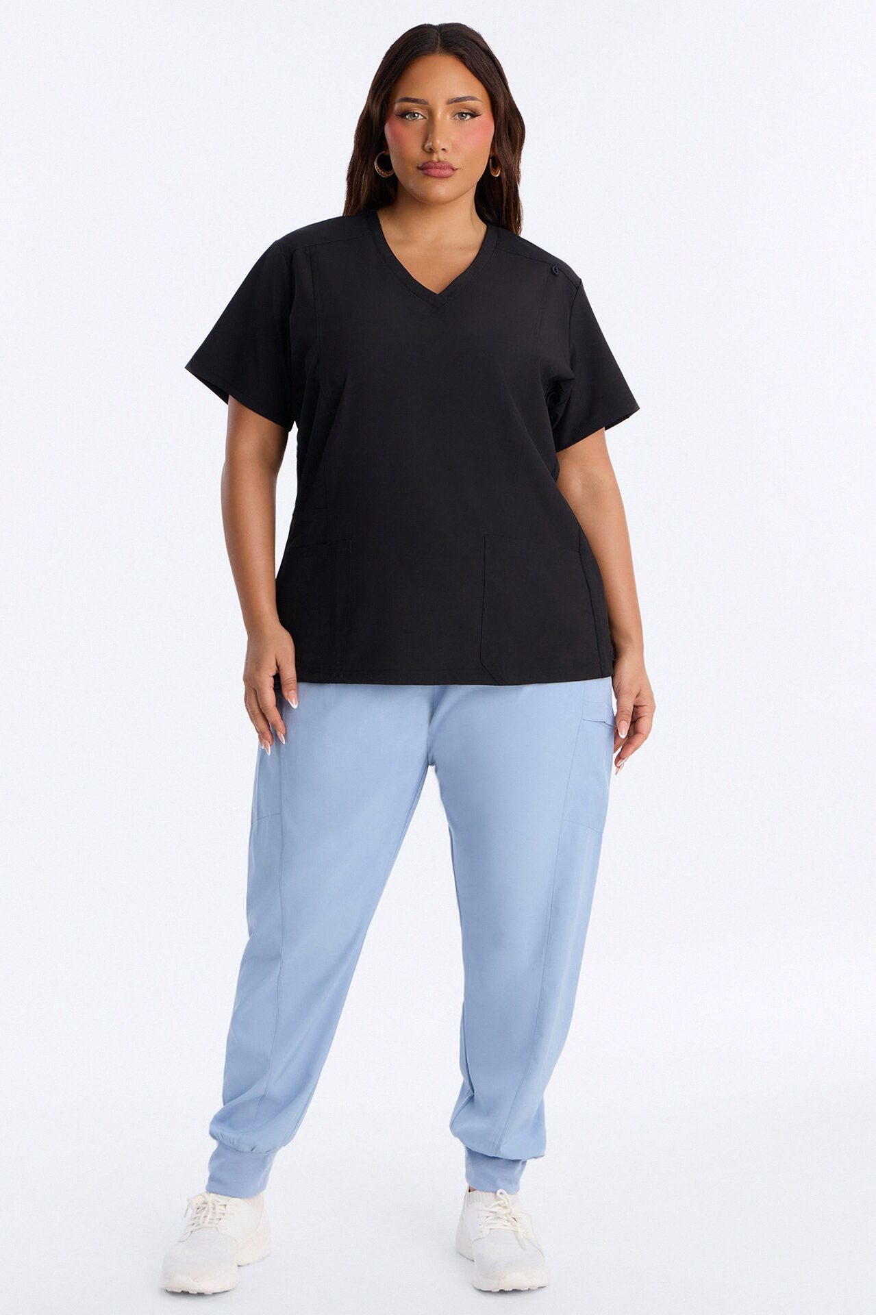 First Call 4 Way Stretch 7 Pocket Cargo Jogger Scrub Bottoms - Dusty Blue