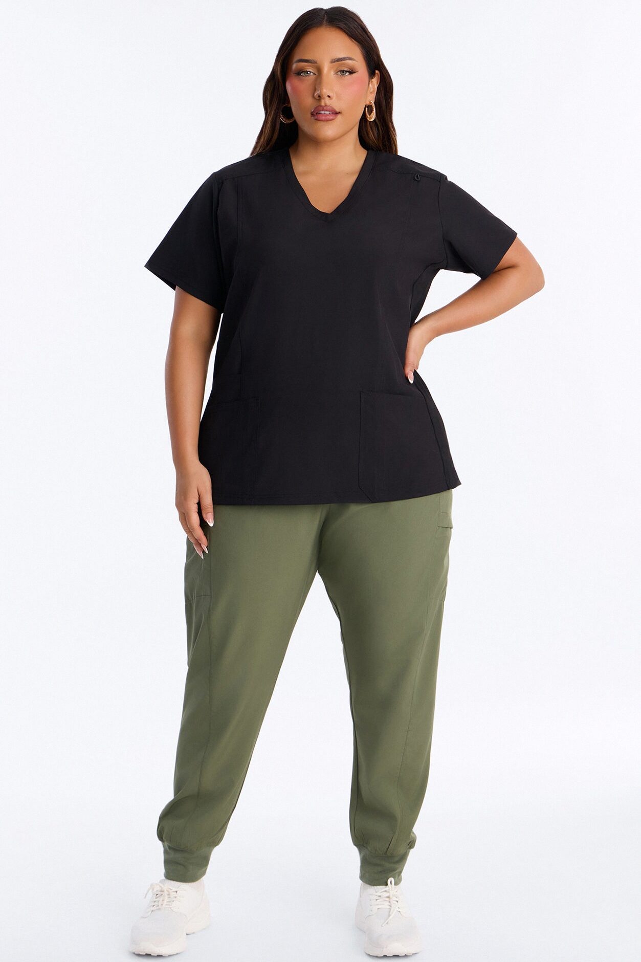 First Call 4 Way Stretch 7 Pocket Cargo Jogger Scrub Bottoms - Olive
