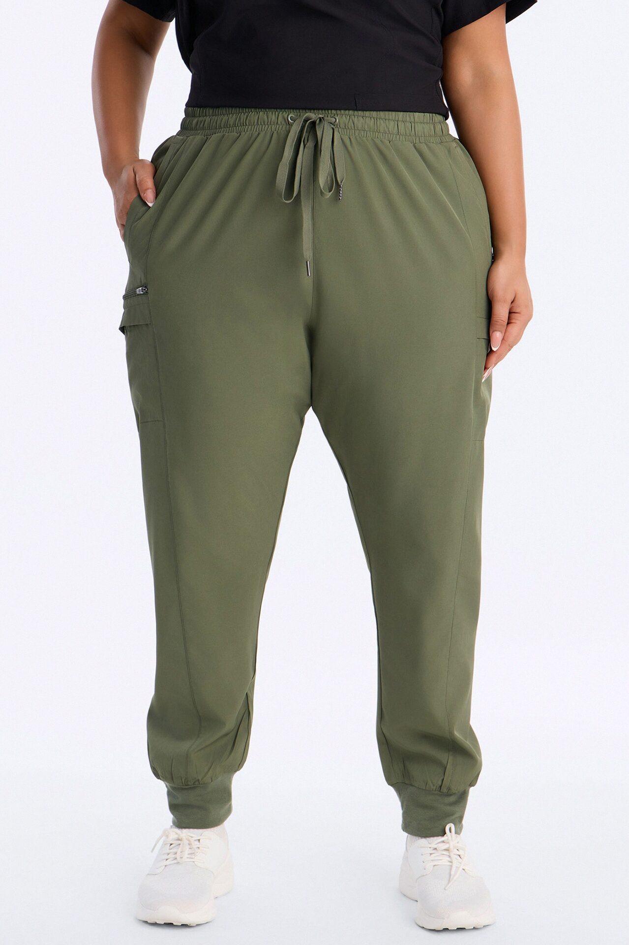 First Call 4 Way Stretch 7 Pocket Cargo Jogger Scrub Bottoms - Olive
