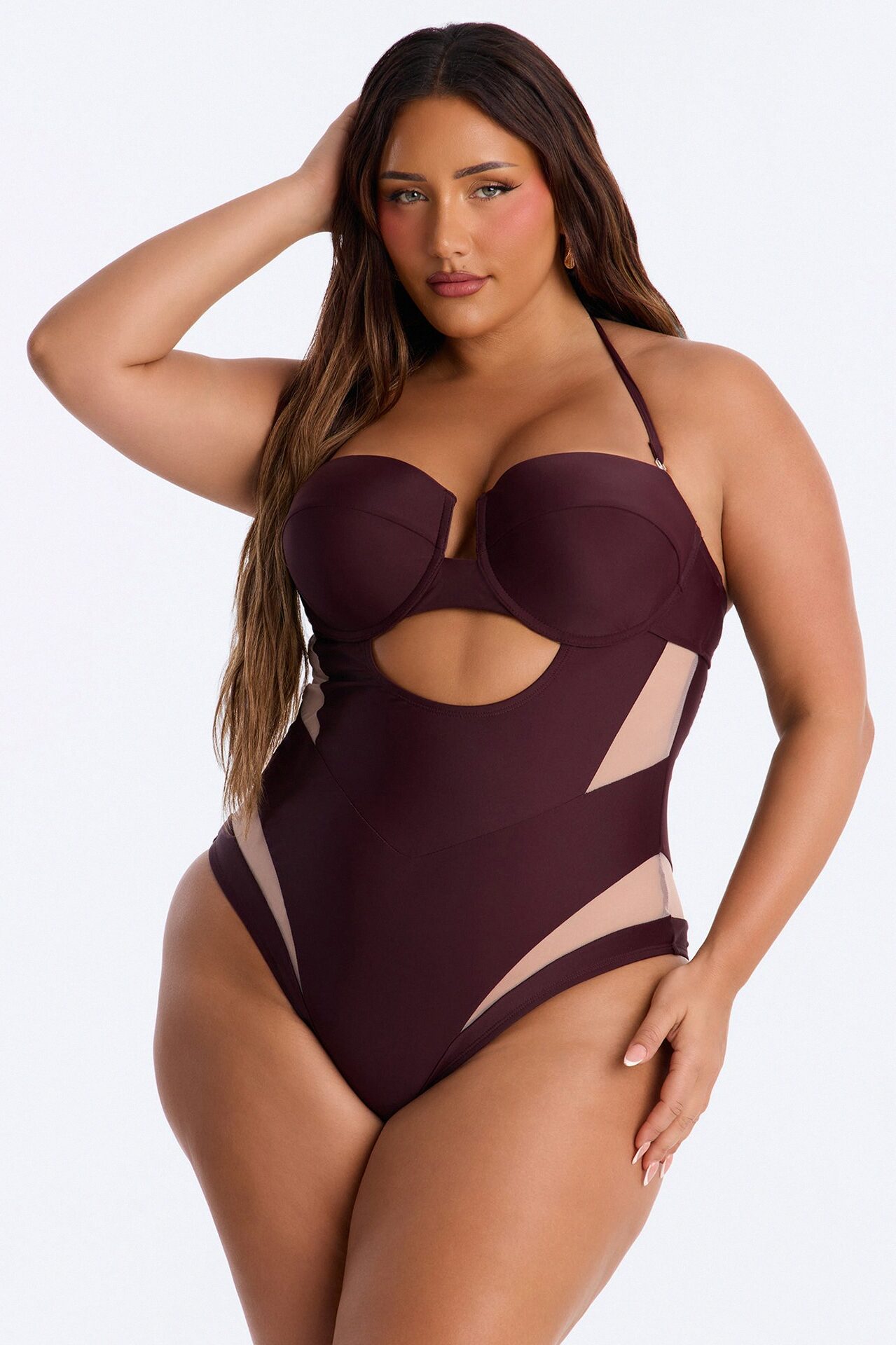 Megan Cutout 1 Piece Swimsuit - Chocolate