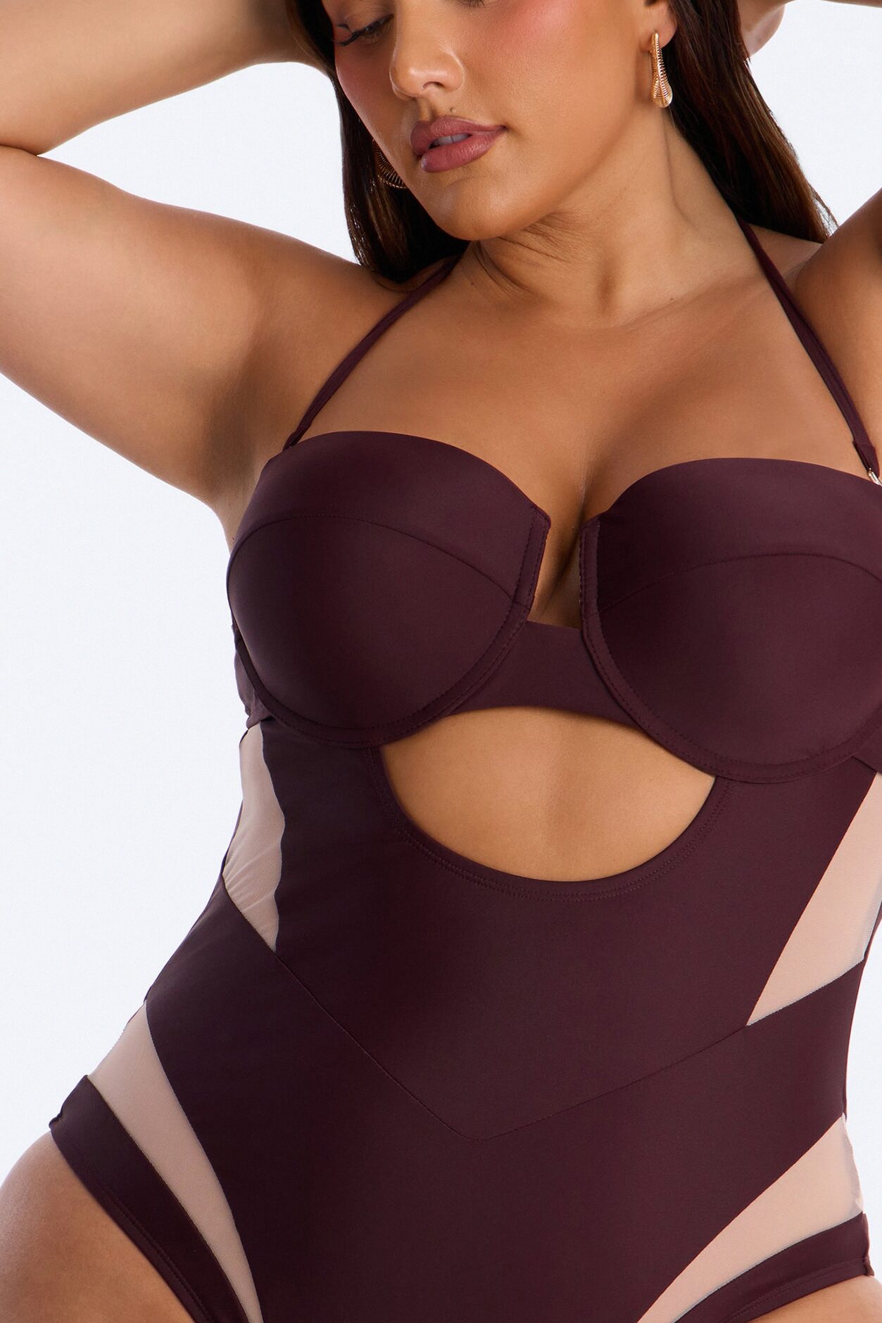 Megan Cutout 1 Piece Swimsuit - Chocolate