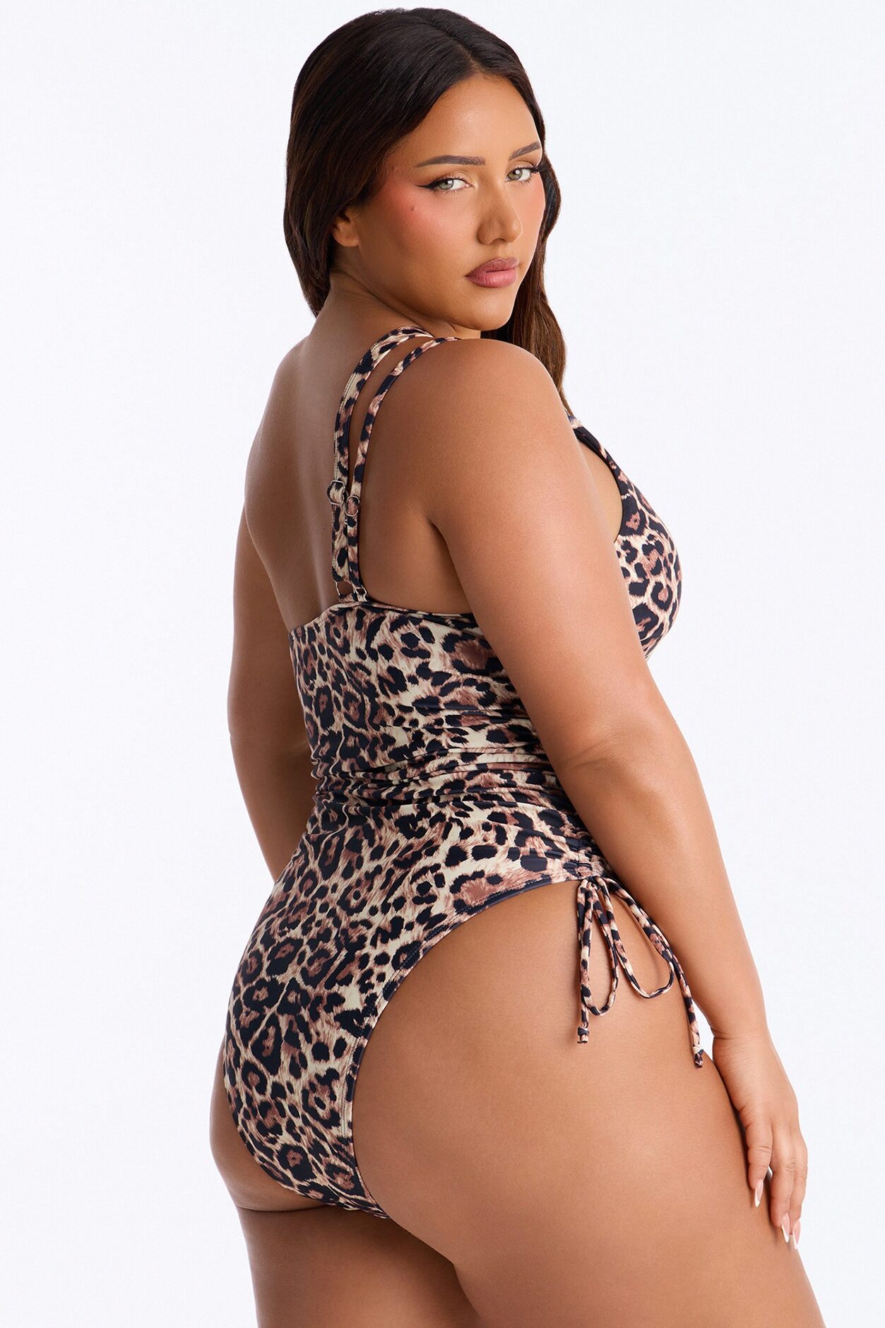 Mariah Ruched 1 Piece Swimsuit - Leopard
