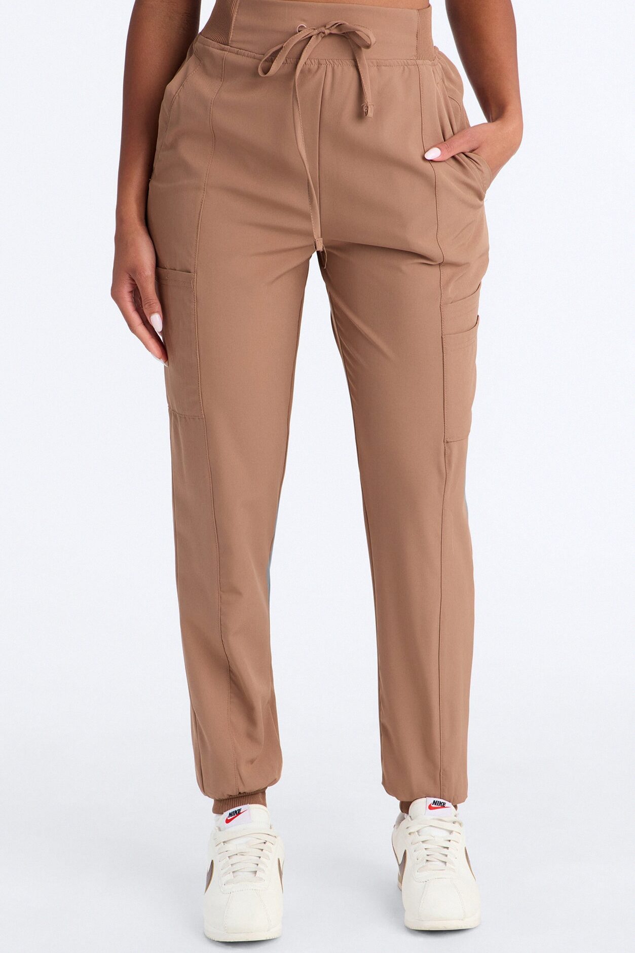 Pulse Pro 4 Way Stretch 5 Pocket Cargo Jogger Scrub Bottoms - Mocha