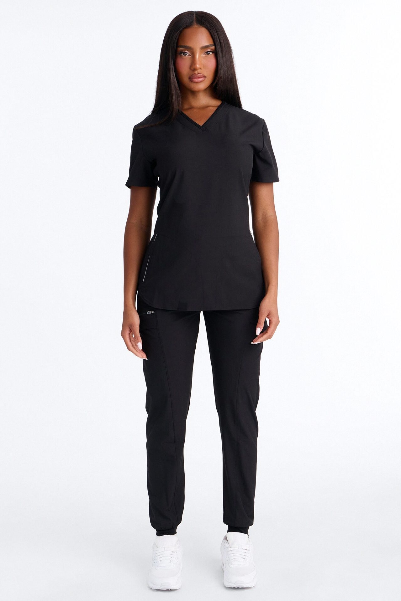 First Call 4 Way Stretch 7 Pocket Cargo Jogger Scrub Bottoms - Black