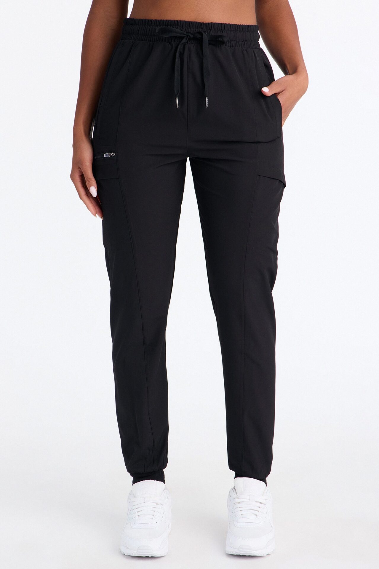 First Call 4 Way Stretch 7 Pocket Cargo Jogger Scrub Bottoms - Black