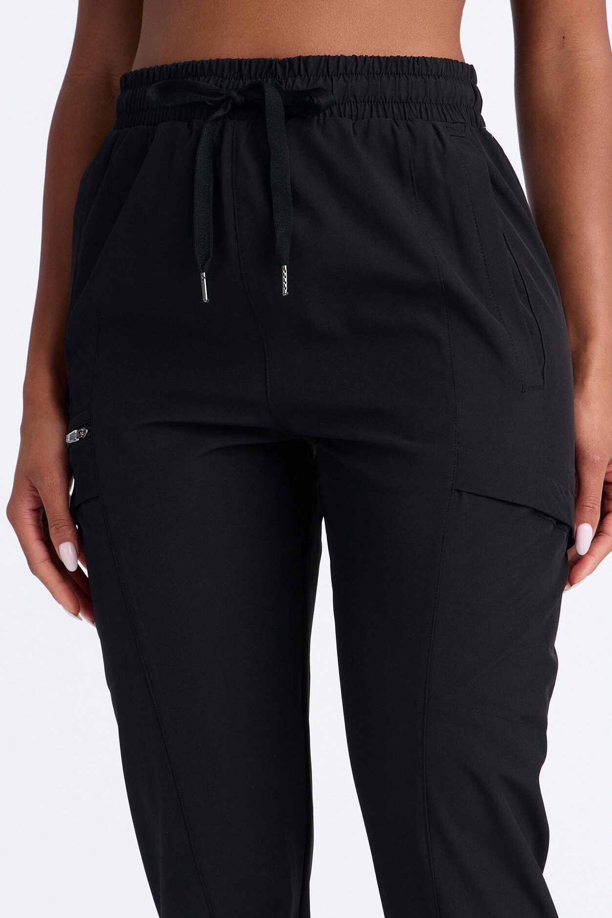 First Call 4 Way Stretch 7 Pocket Cargo Jogger Scrub Bottoms - Black