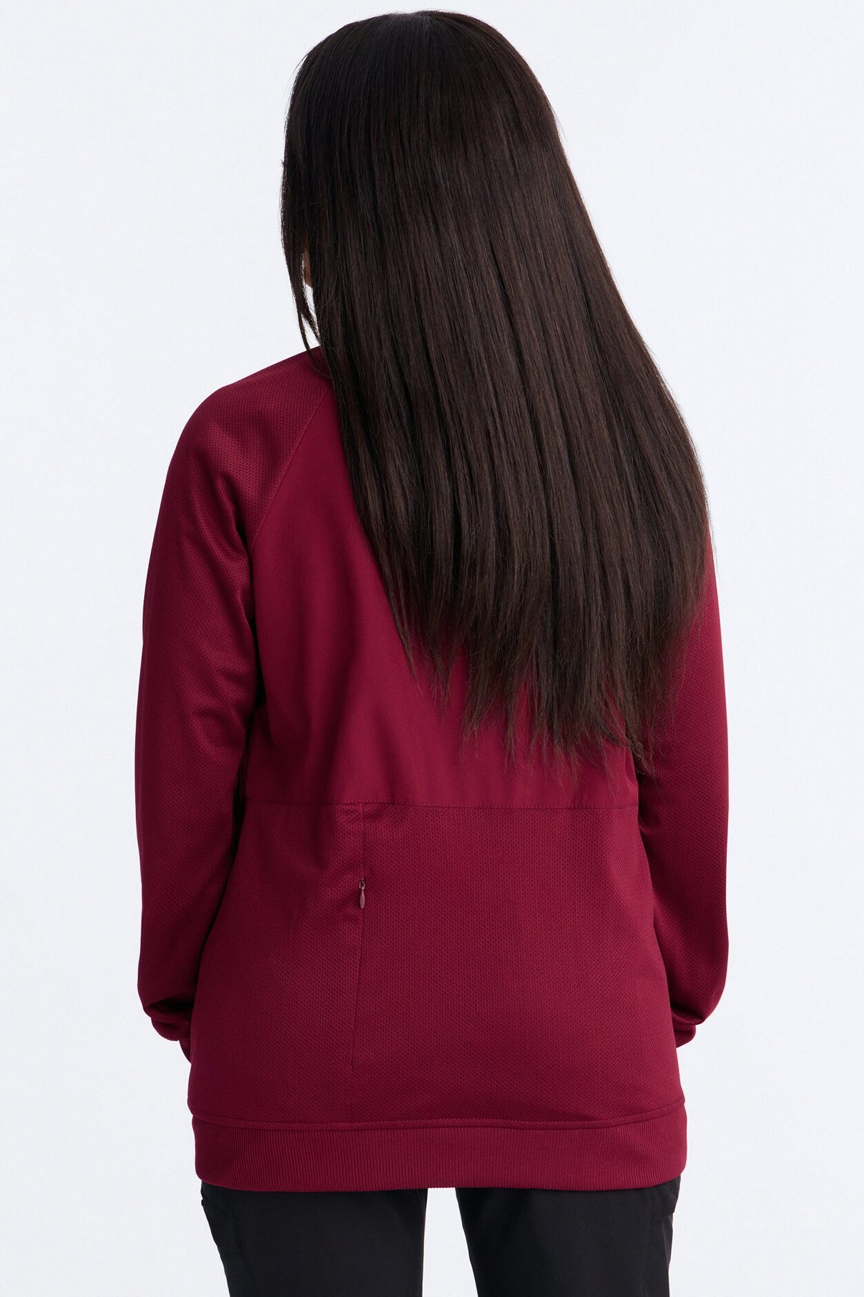 Full Shift Stretch Scrub Uniform Zip Up Jacket - Wine