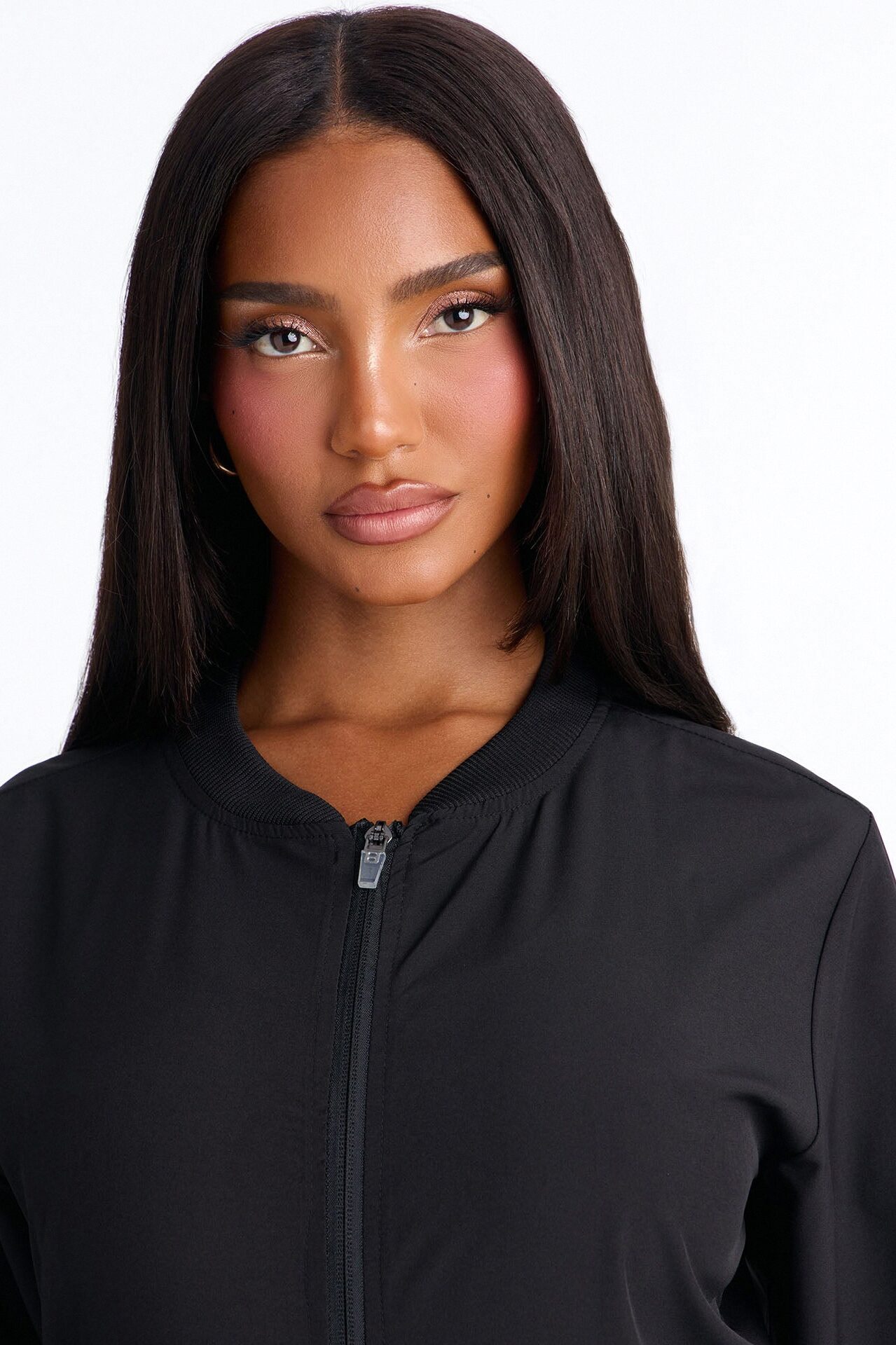 Warm Me Up 4 Way Stretch Zip Up Bomber Scrub Jacket - Black