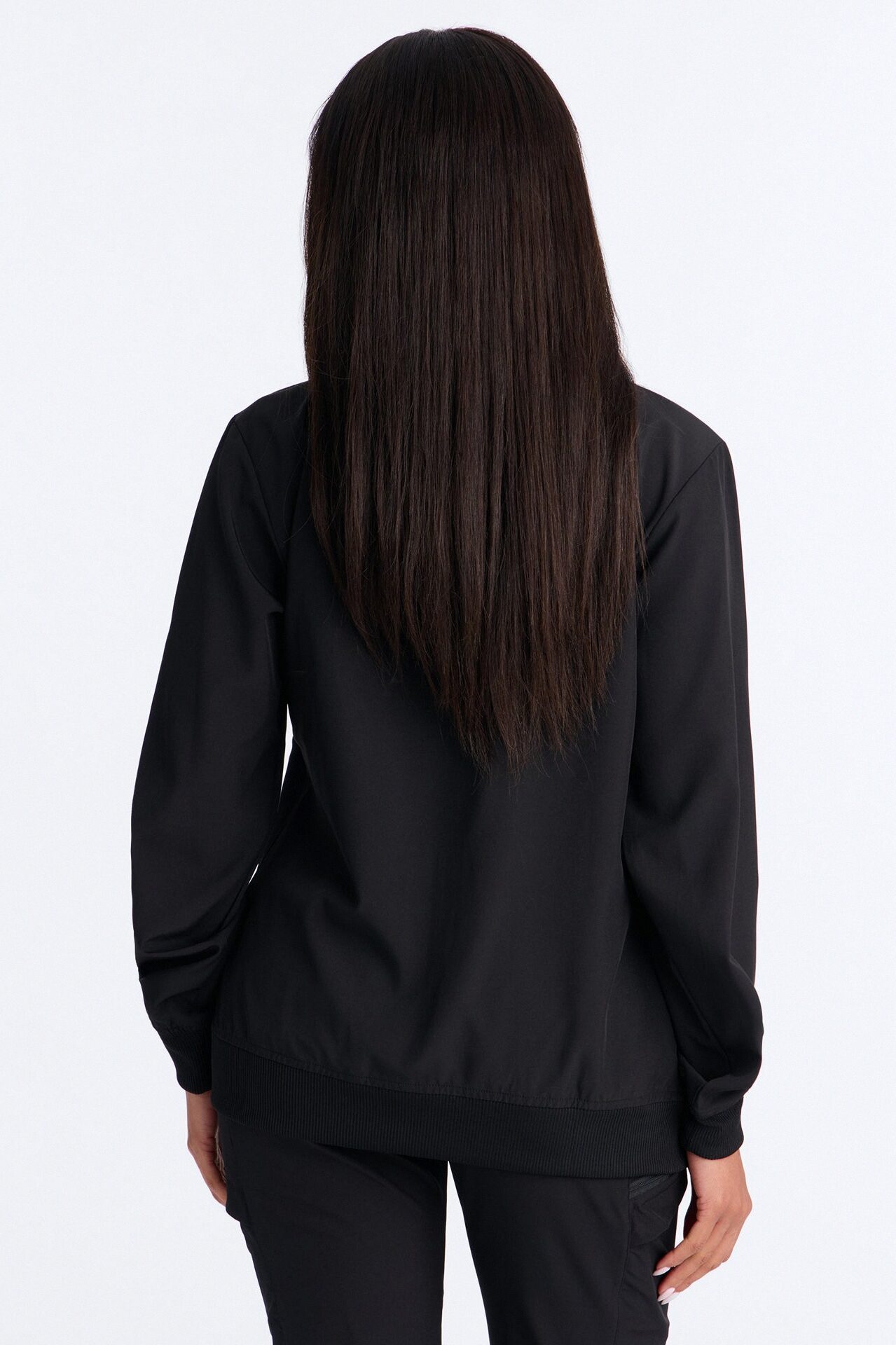 Warm Me Up 4 Way Stretch Zip Up Bomber Scrub Jacket - Black