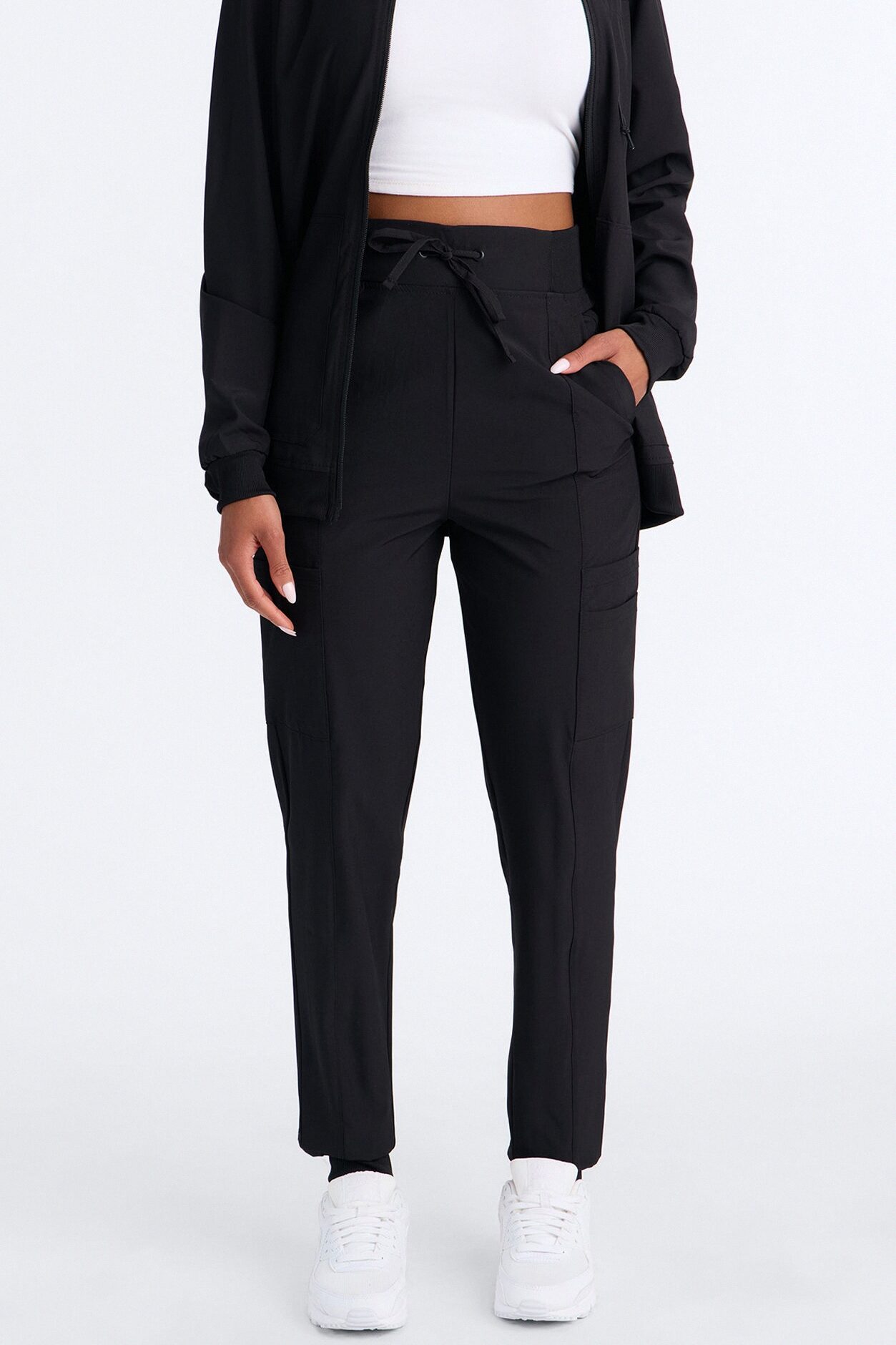 Pulse Pro 4 Way Stretch 5 Pocket Cargo Jogger Scrub Bottoms - Black