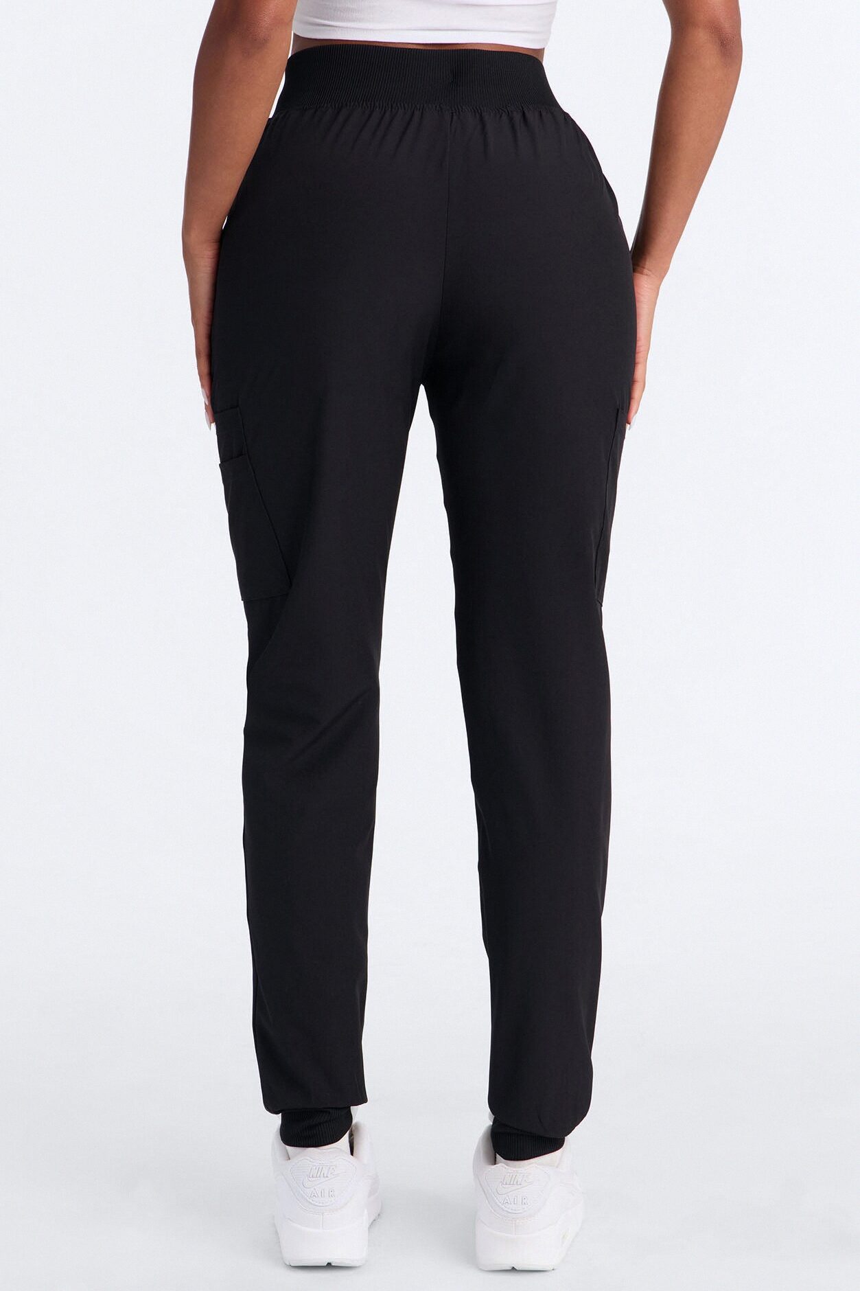 Pulse Pro 4 Way Stretch 5 Pocket Cargo Jogger Scrub Bottoms - Black