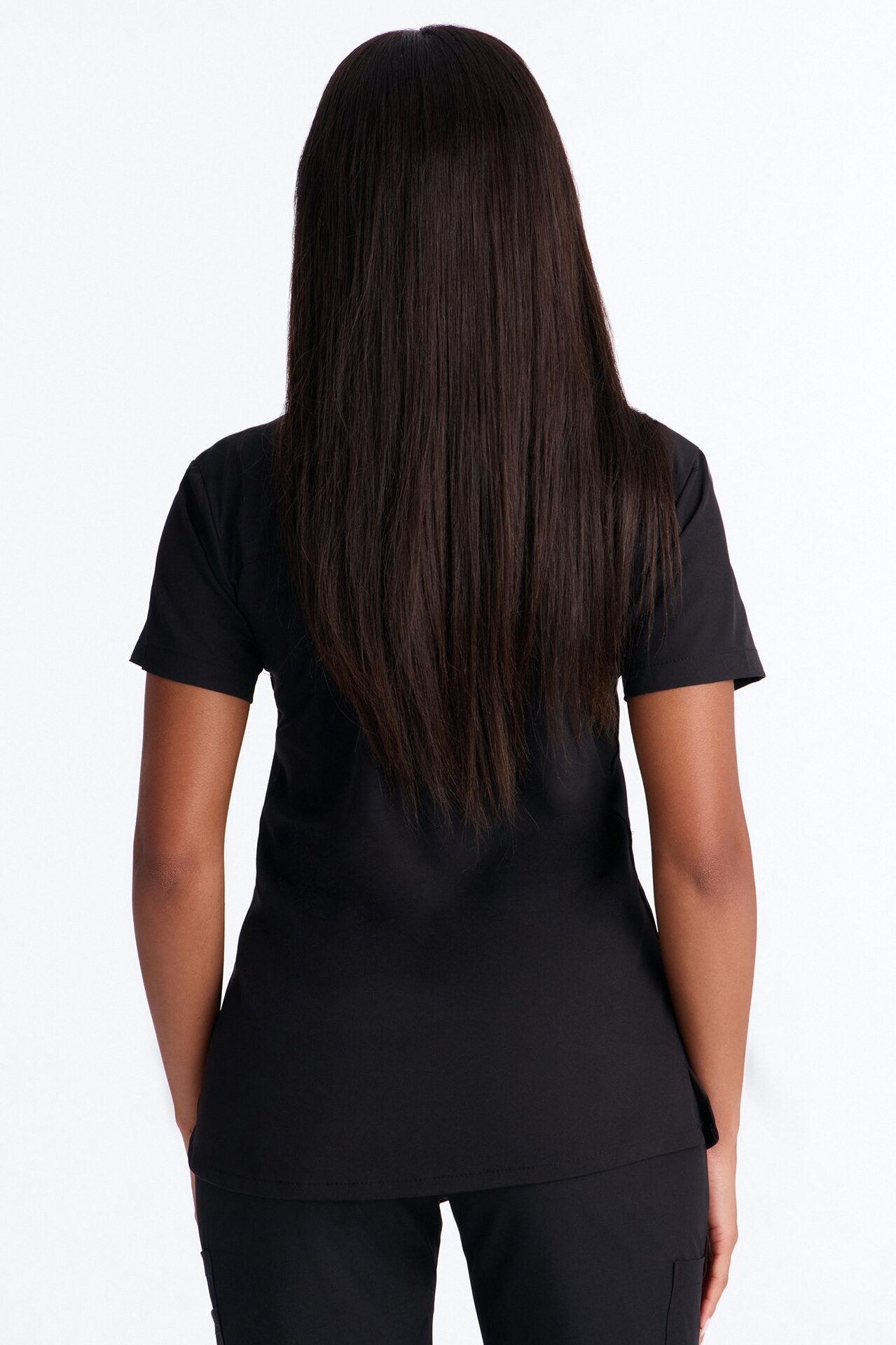 Calm Energy Reflective Piping Uniform Scrub Top - Black