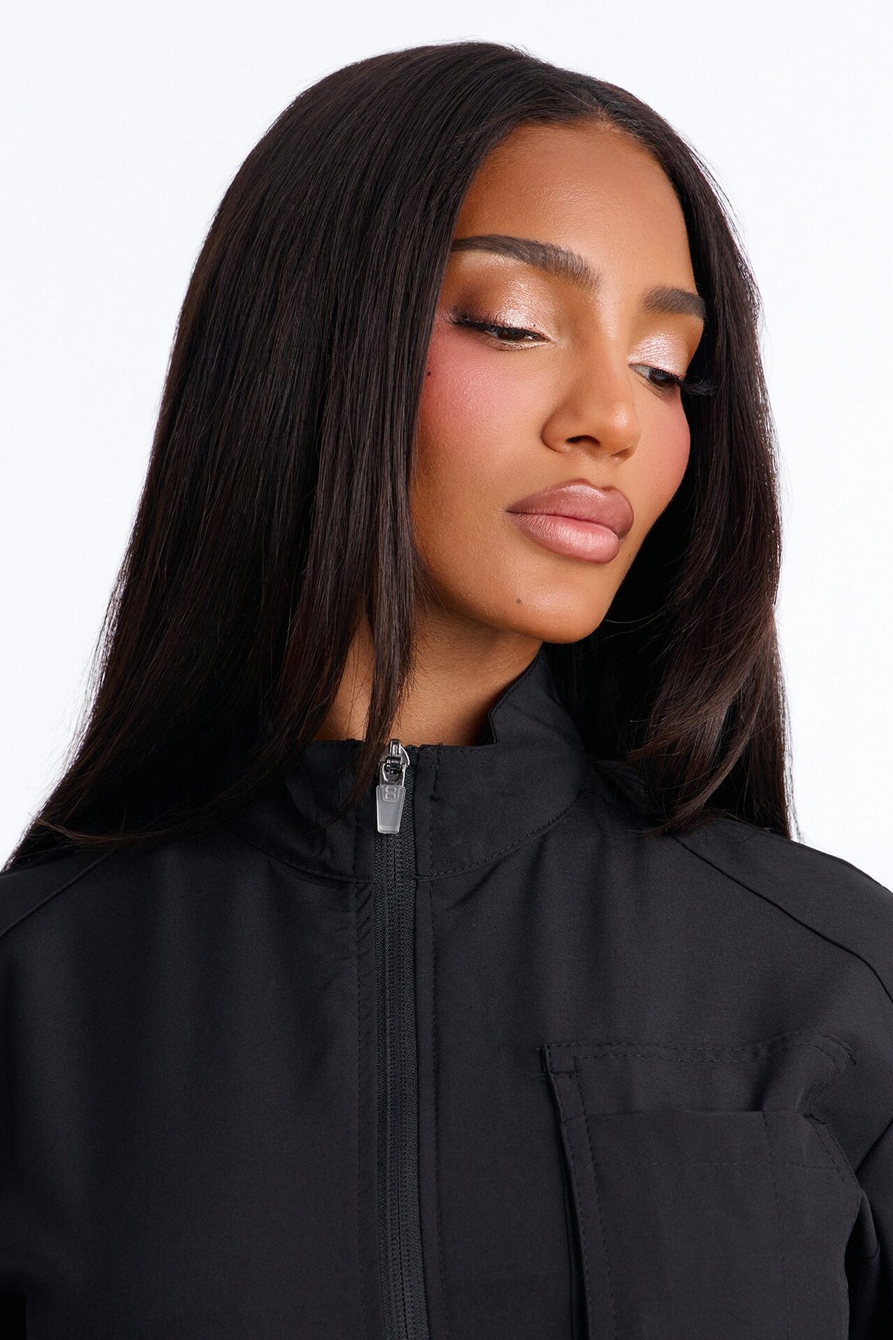 Keeping Warm 4 Way Stretch Front Zipper Pocket Scrub Jacket - Black