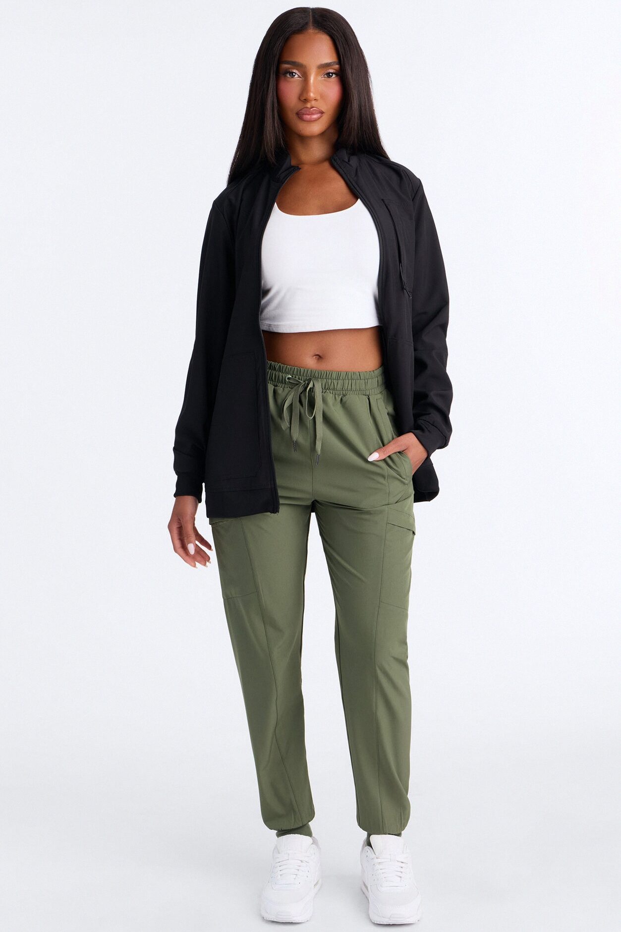 First Call 4 Way Stretch 7 Pocket Cargo Jogger Scrub Bottoms - Olive