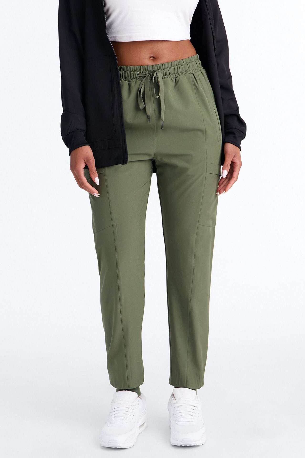 First Call 4 Way Stretch 7 Pocket Cargo Jogger Scrub Bottoms - Olive