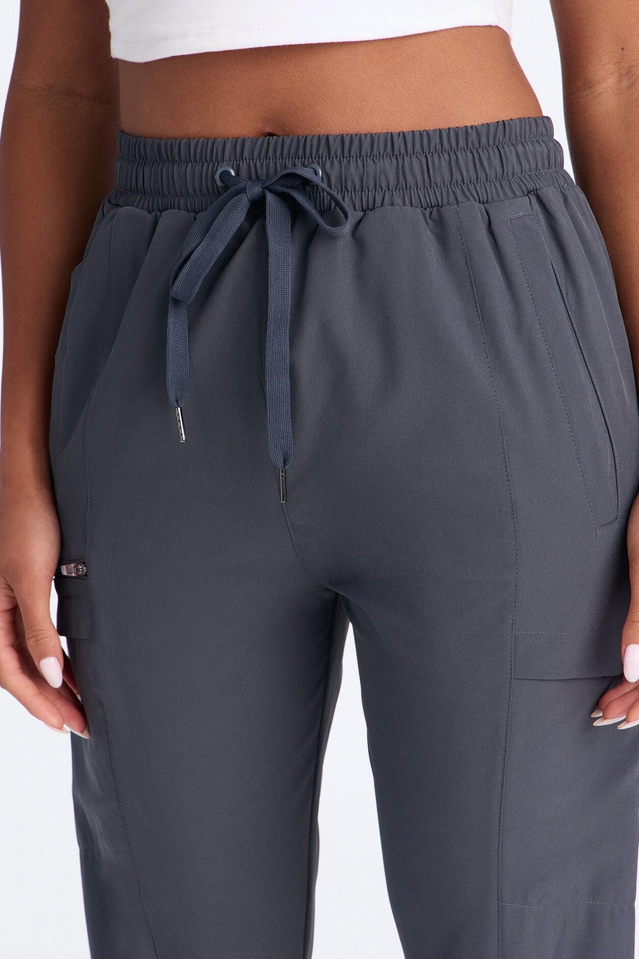 First Call 4 Way Stretch 7 Pocket Cargo Jogger Scrub Bottoms - Charcoal