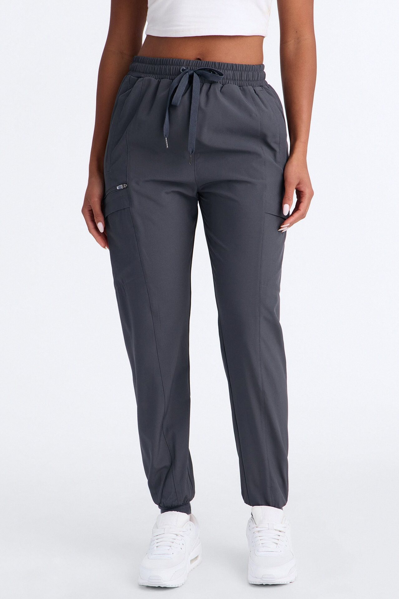First Call 4 Way Stretch 7 Pocket Cargo Jogger Scrub Bottoms - Charcoal