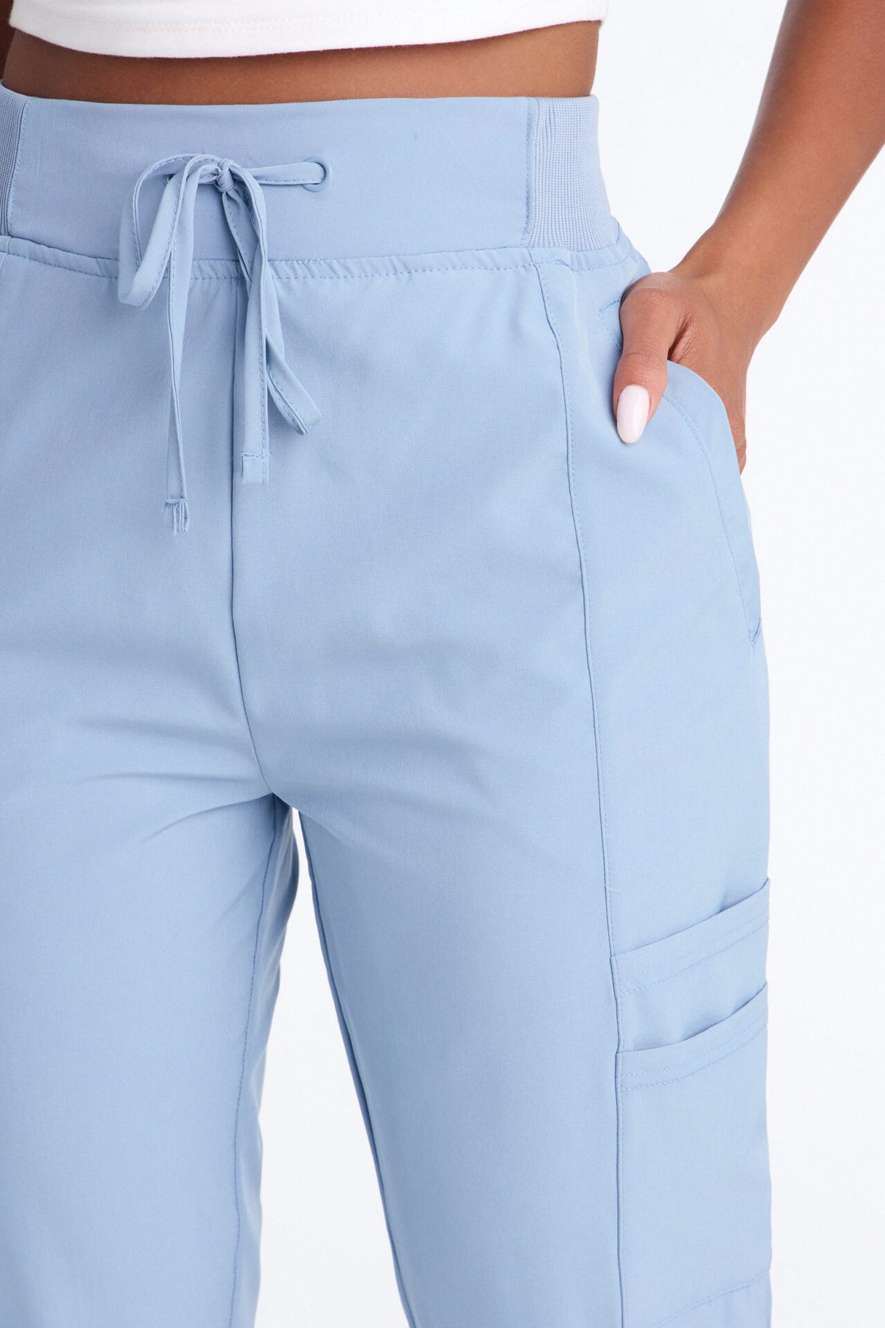 Pulse Pro 4 Way Stretch 5 Pocket Cargo Jogger Scrub Bottoms - Dusty Blue