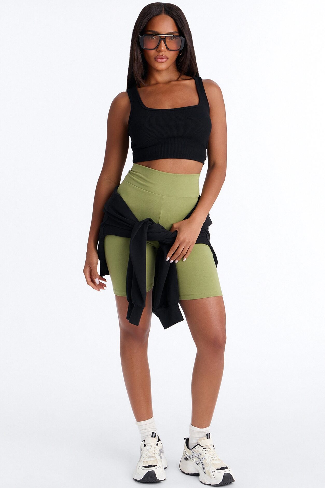 Quinn High Rise Everyday Cotton Biker Short 7″ - Moss