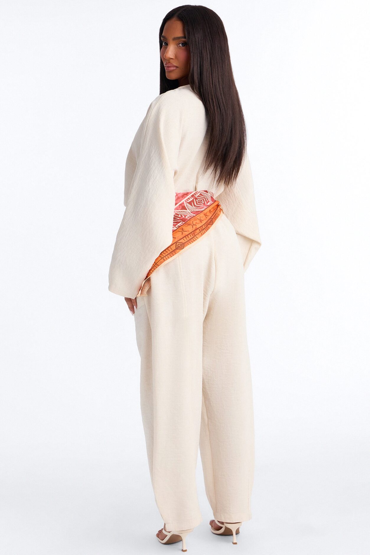 Winnie 2 Piece Waist Scarf Jumpsuit - Natural