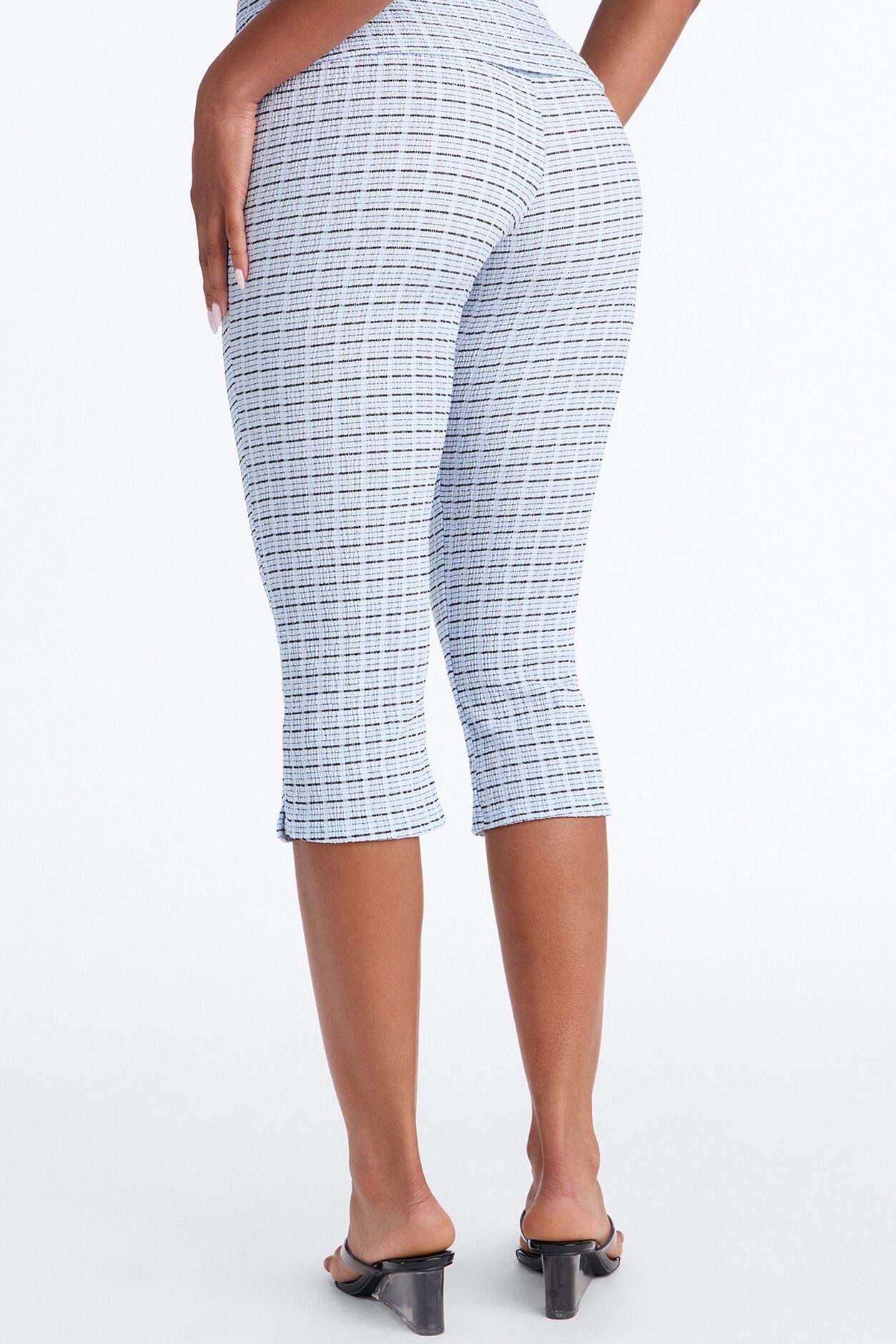 Priscilla Textured Capri Legging - Blue