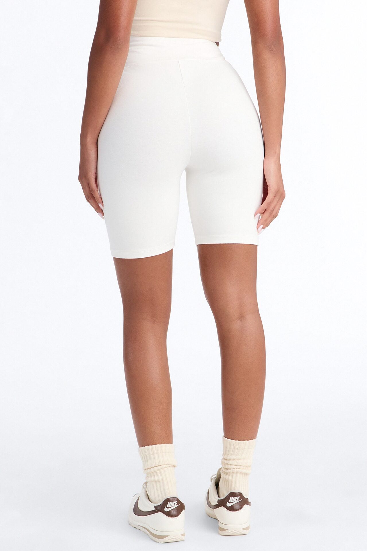 Quinn High Rise Everyday Cotton Biker Short 7″ - White