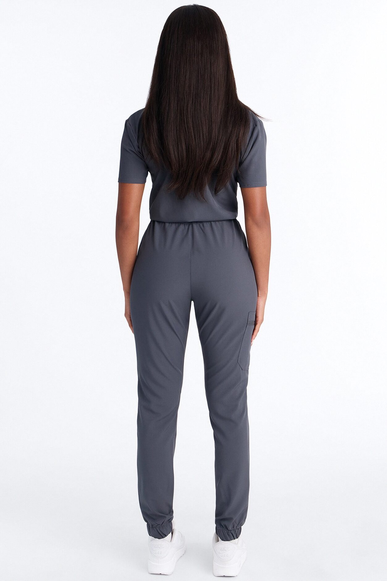 Prime Care Belted Uniform Scrub Jumpsuit - Charcoal