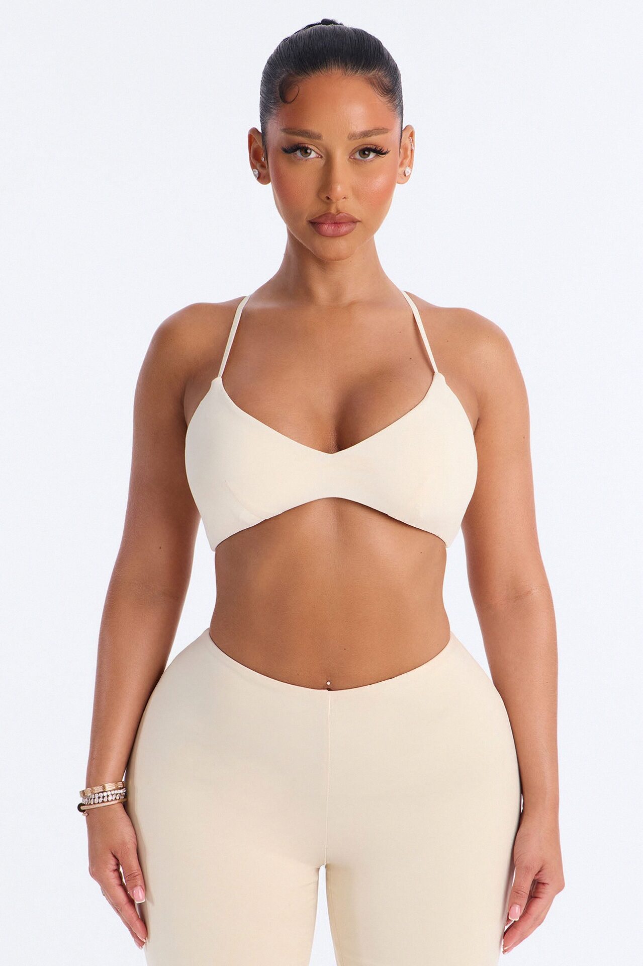 Second Skin Scoop Neck Spaghetti Strap Bra Top - Bone
