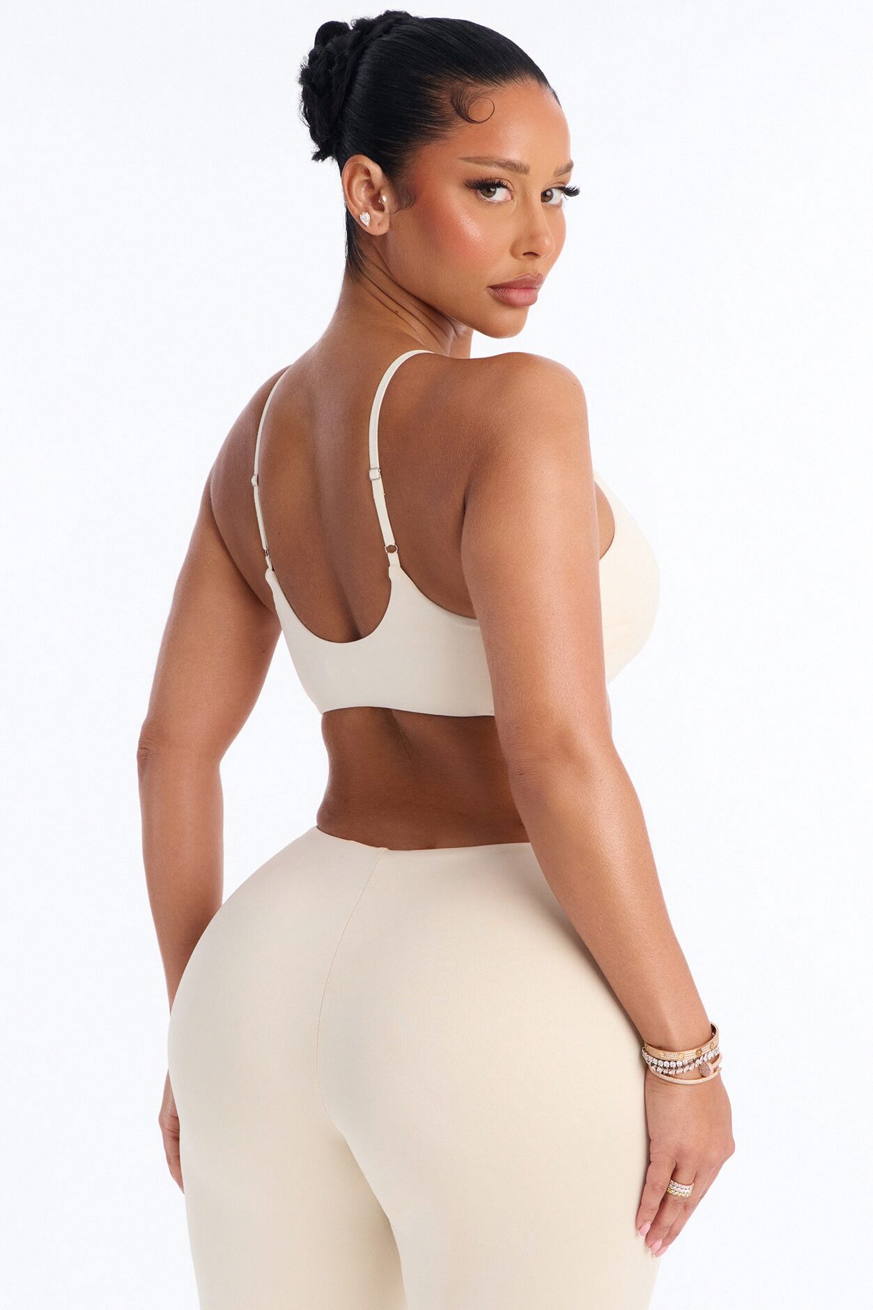 Second Skin Scoop Neck Spaghetti Strap Bra Top - Bone