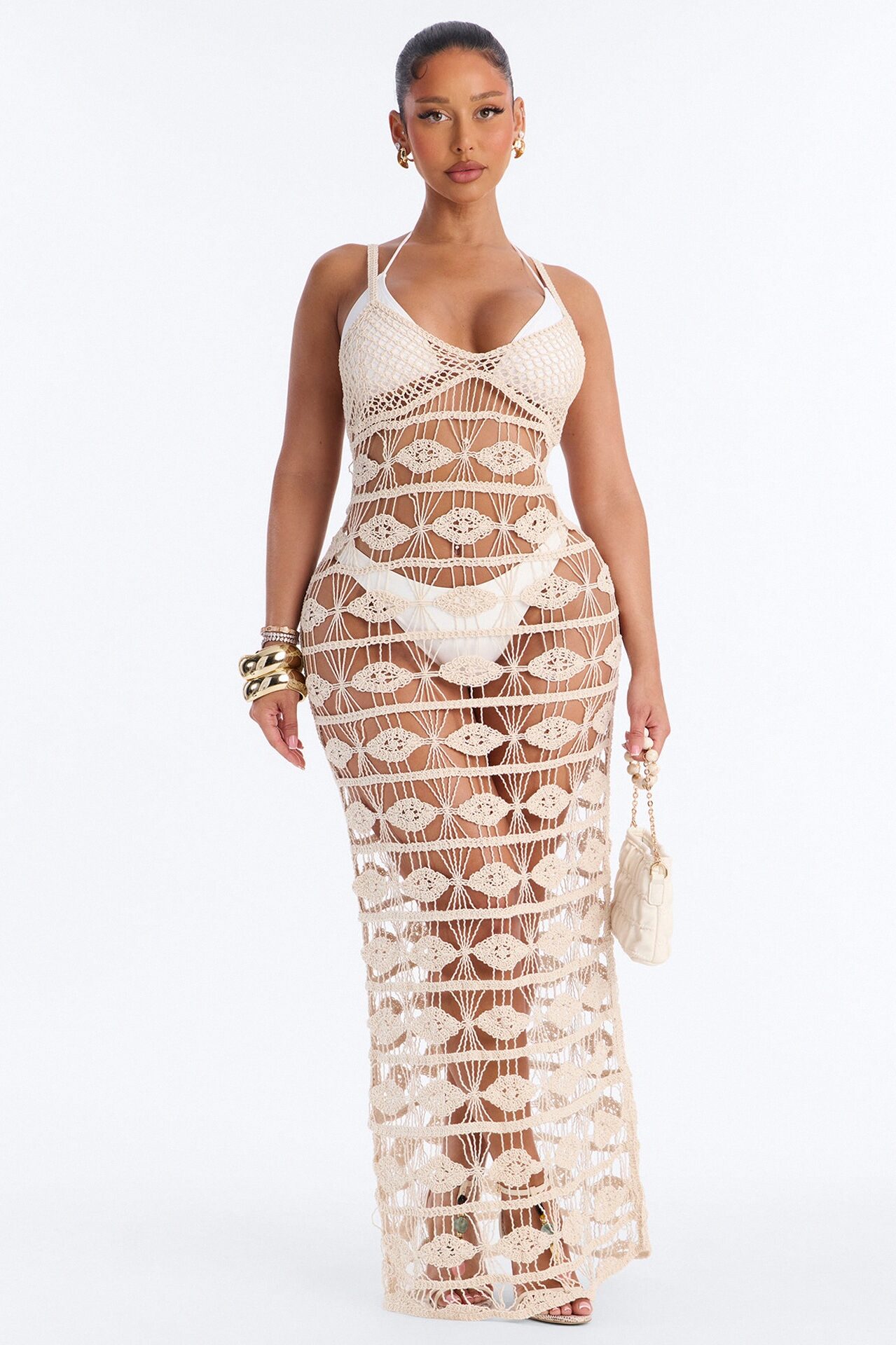 Brielle Crochet Cover Up Maxi Dress - Cream