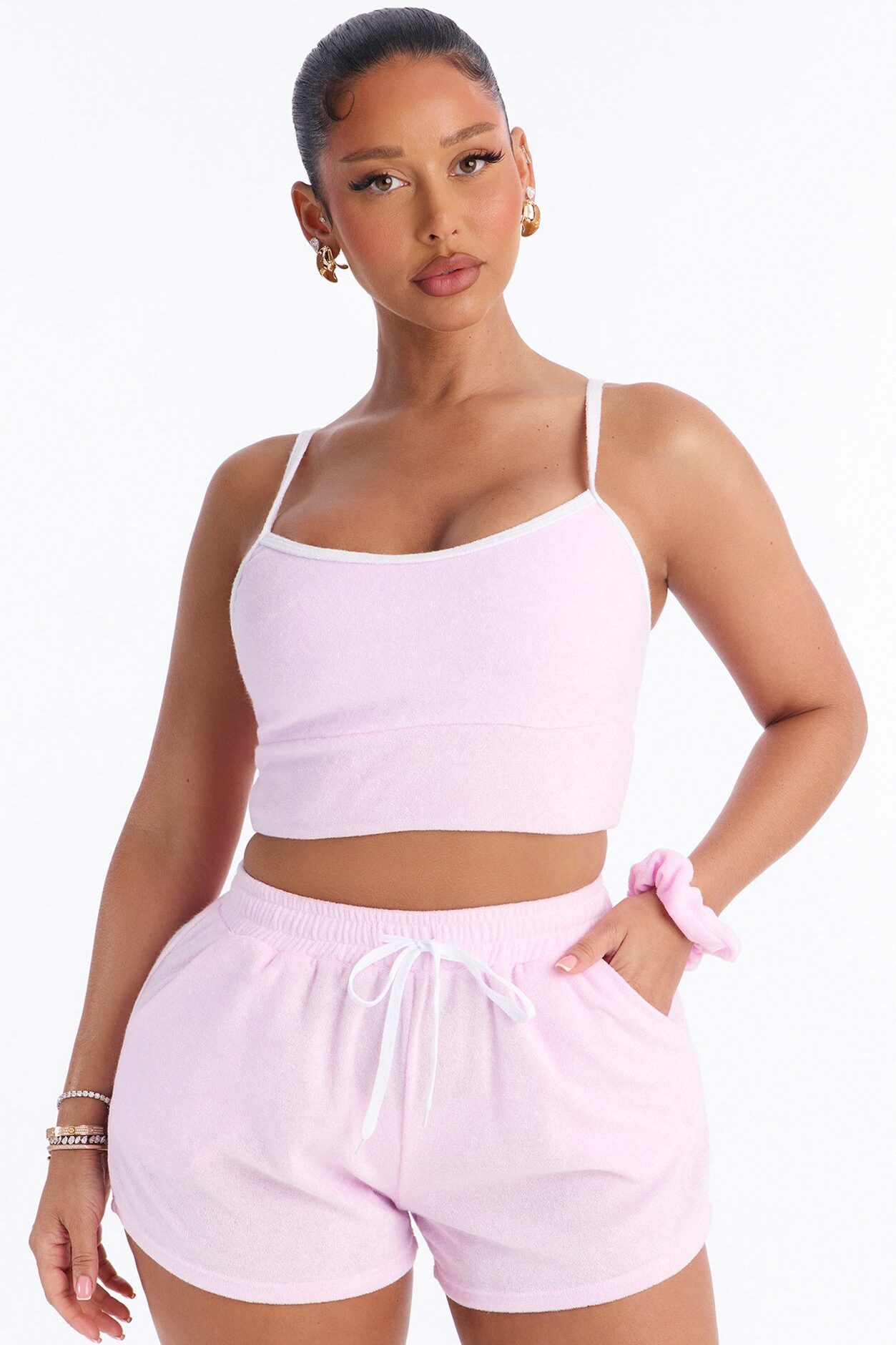 The Way I See It Bikini And Coverup Short Set - Pink