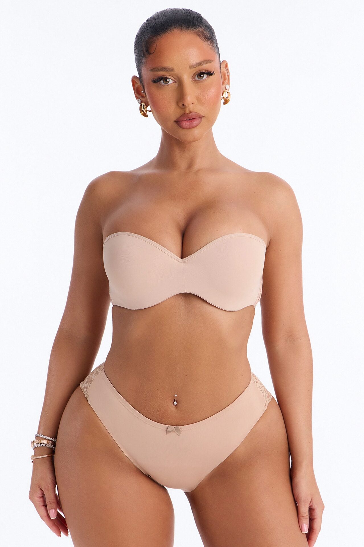 Sella Lace Back Bikini Panty - Nude