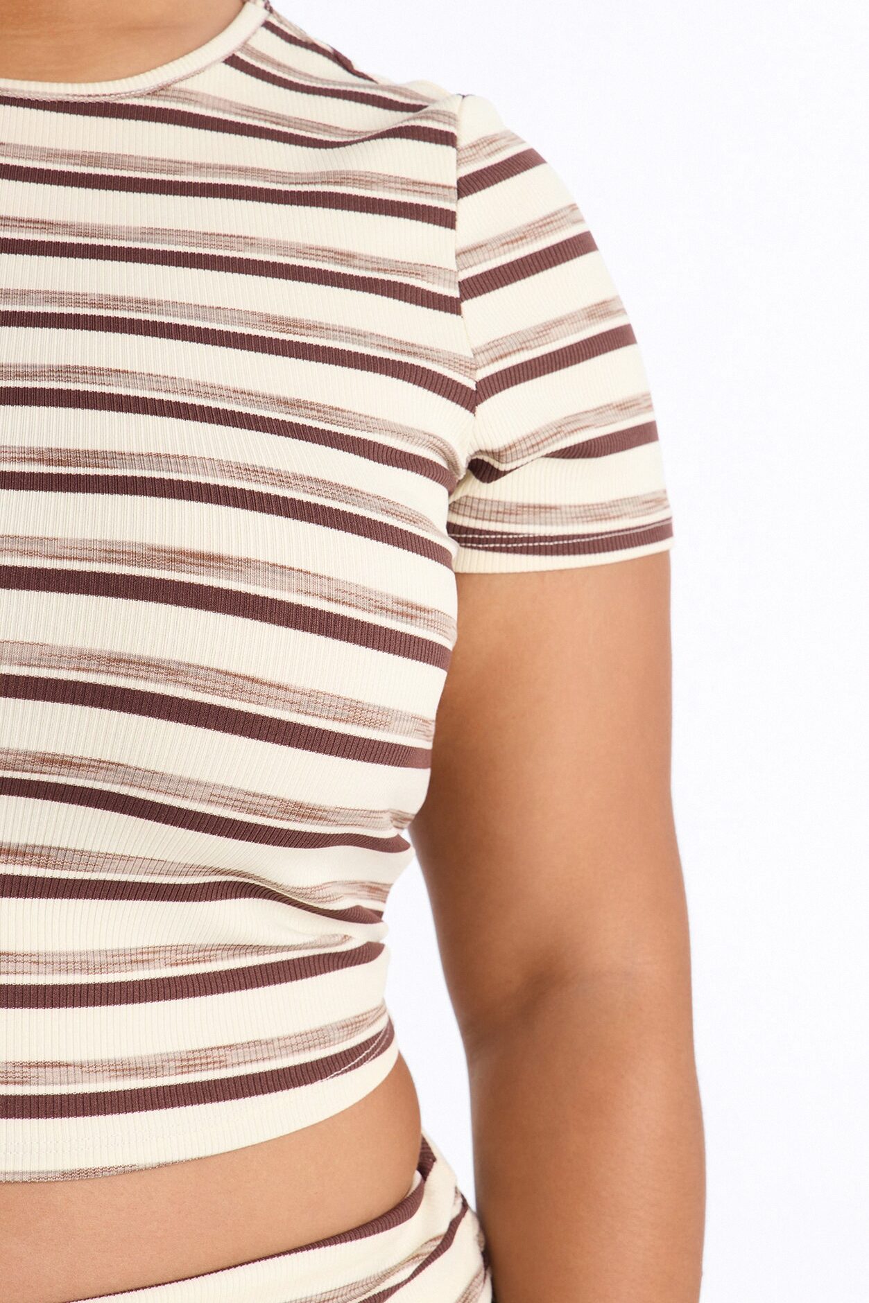 Dana Stripe Foldover Waistband Pant Set - Brown Combo