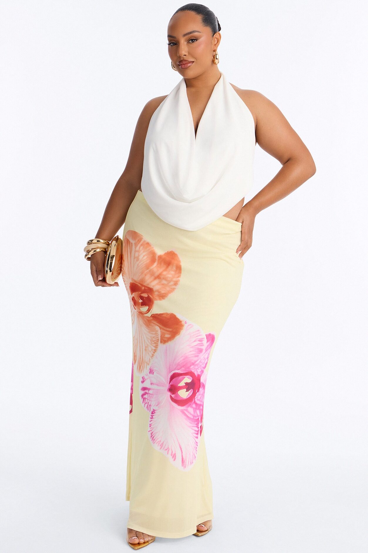 Isla Floral Mesh Maxi Skirt - Yellow/combo