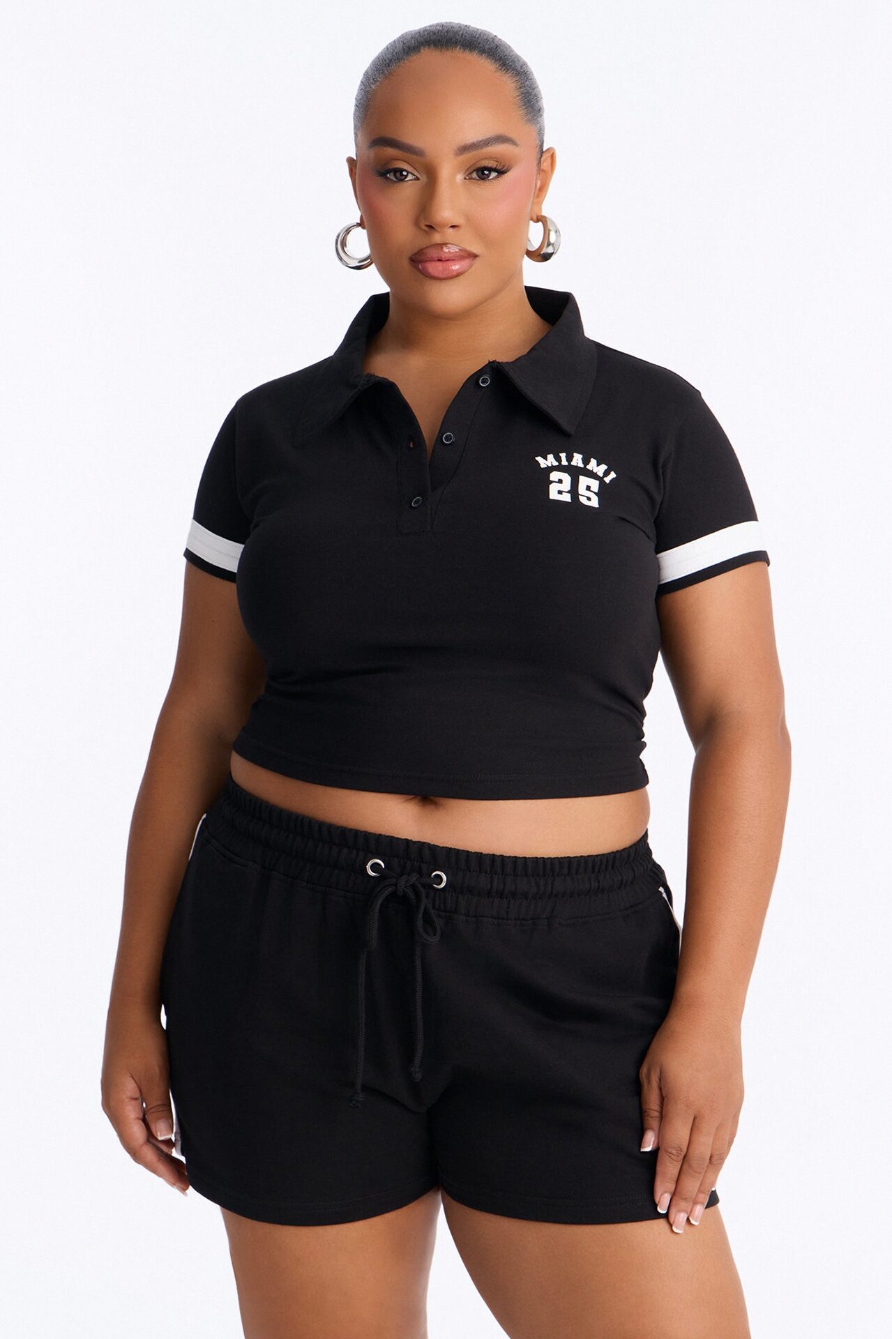 Miami Glow French Terry Short Set - Black