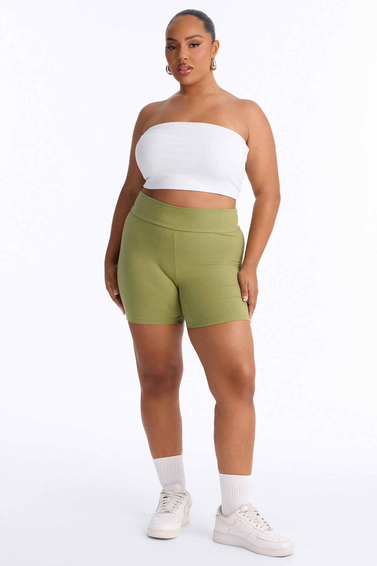 Quinn Mid Rise Everyday Cotton Biker Short 5″ - Moss