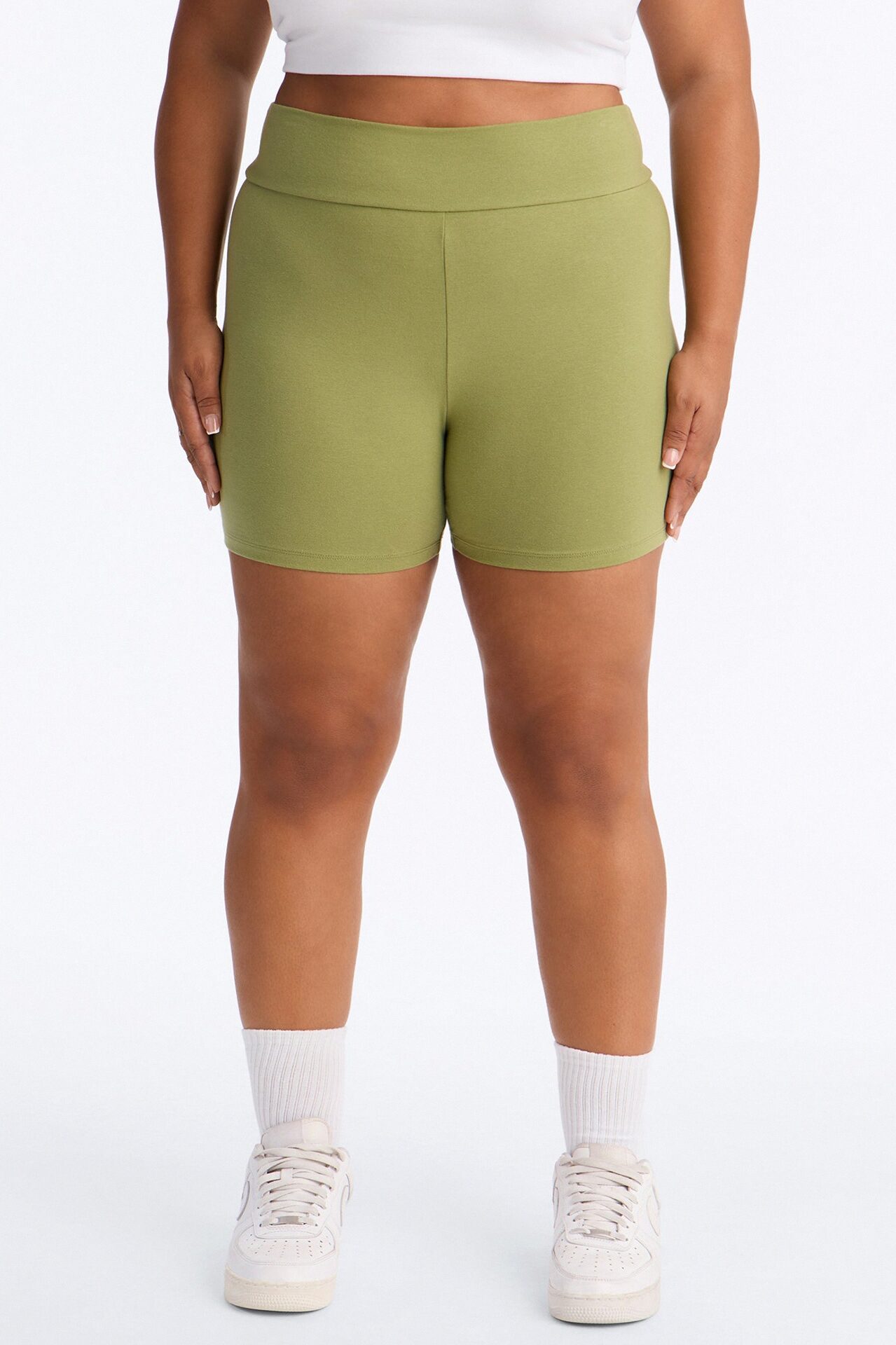 Quinn Mid Rise Everyday Cotton Biker Short 5″ - Moss
