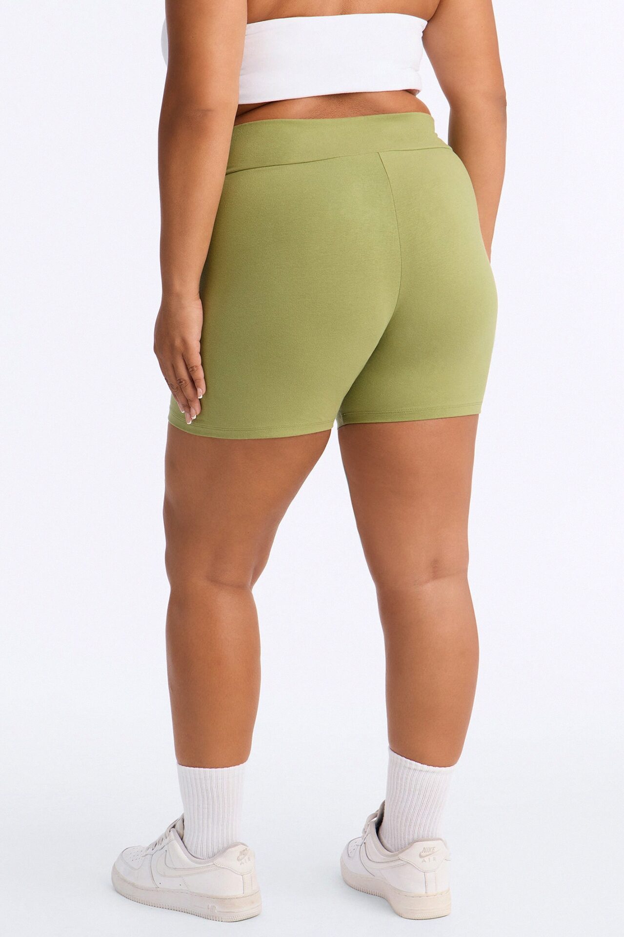 Quinn Mid Rise Everyday Cotton Biker Short 5″ - Moss