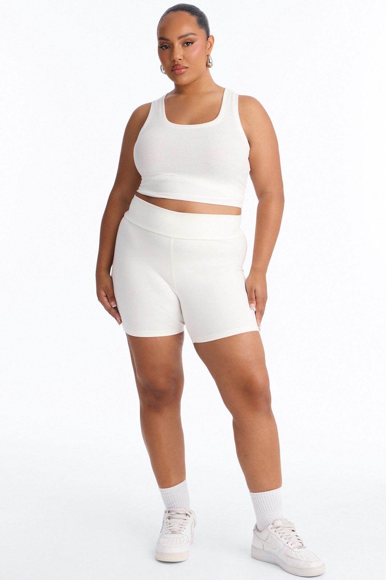 Quinn Mid Rise Everyday Cotton Biker Short 5″ - White