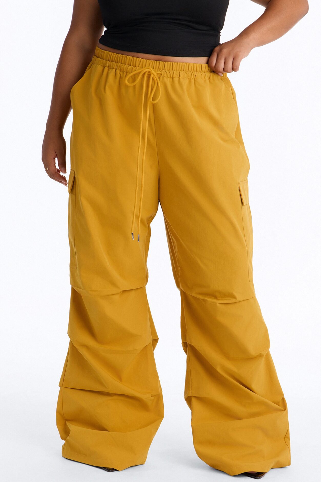 Samara Windbreaker Stacked Wide Leg Pant - Mustard