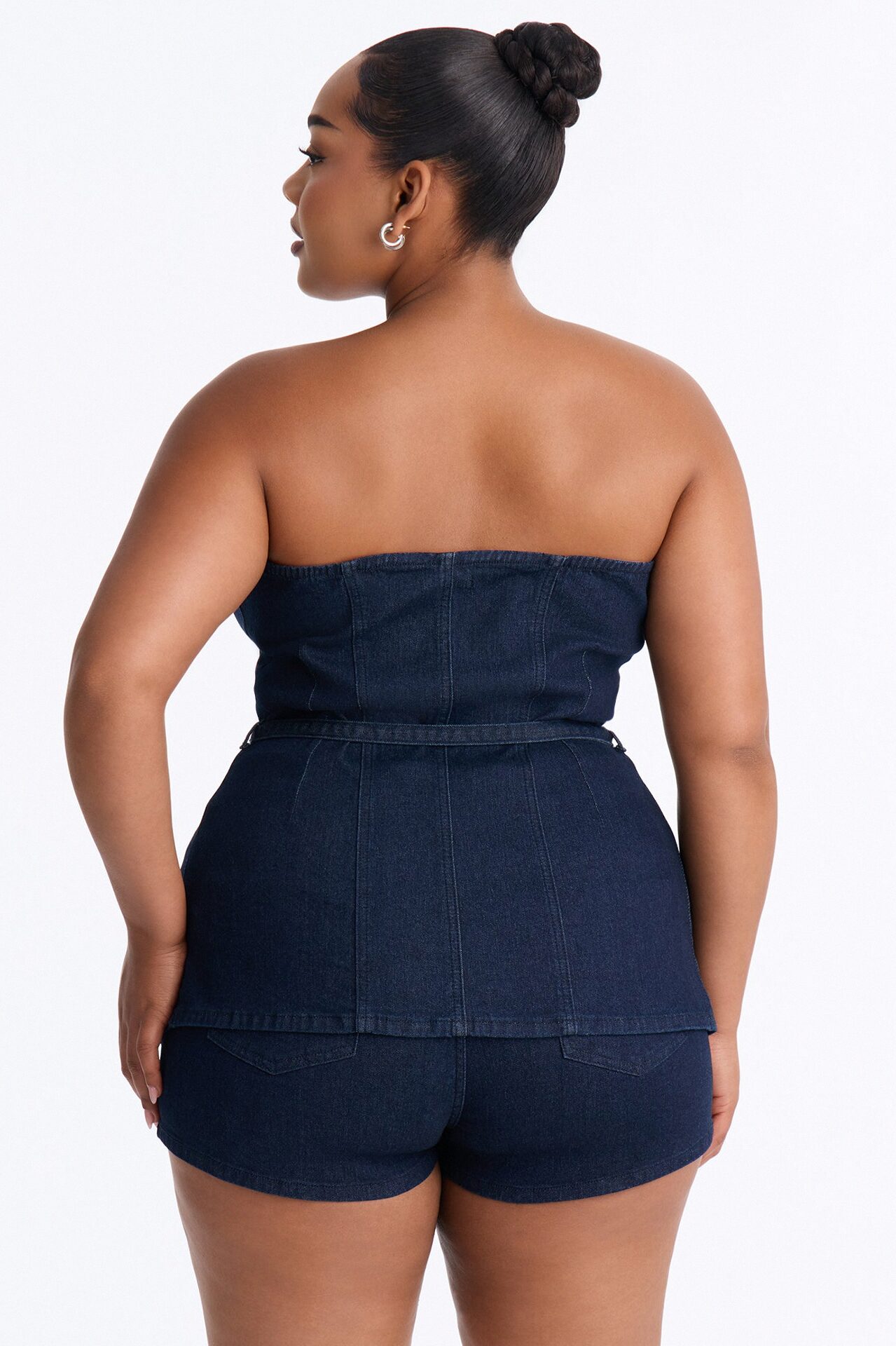 Loren Belted Denim Short Set - Dark Wash