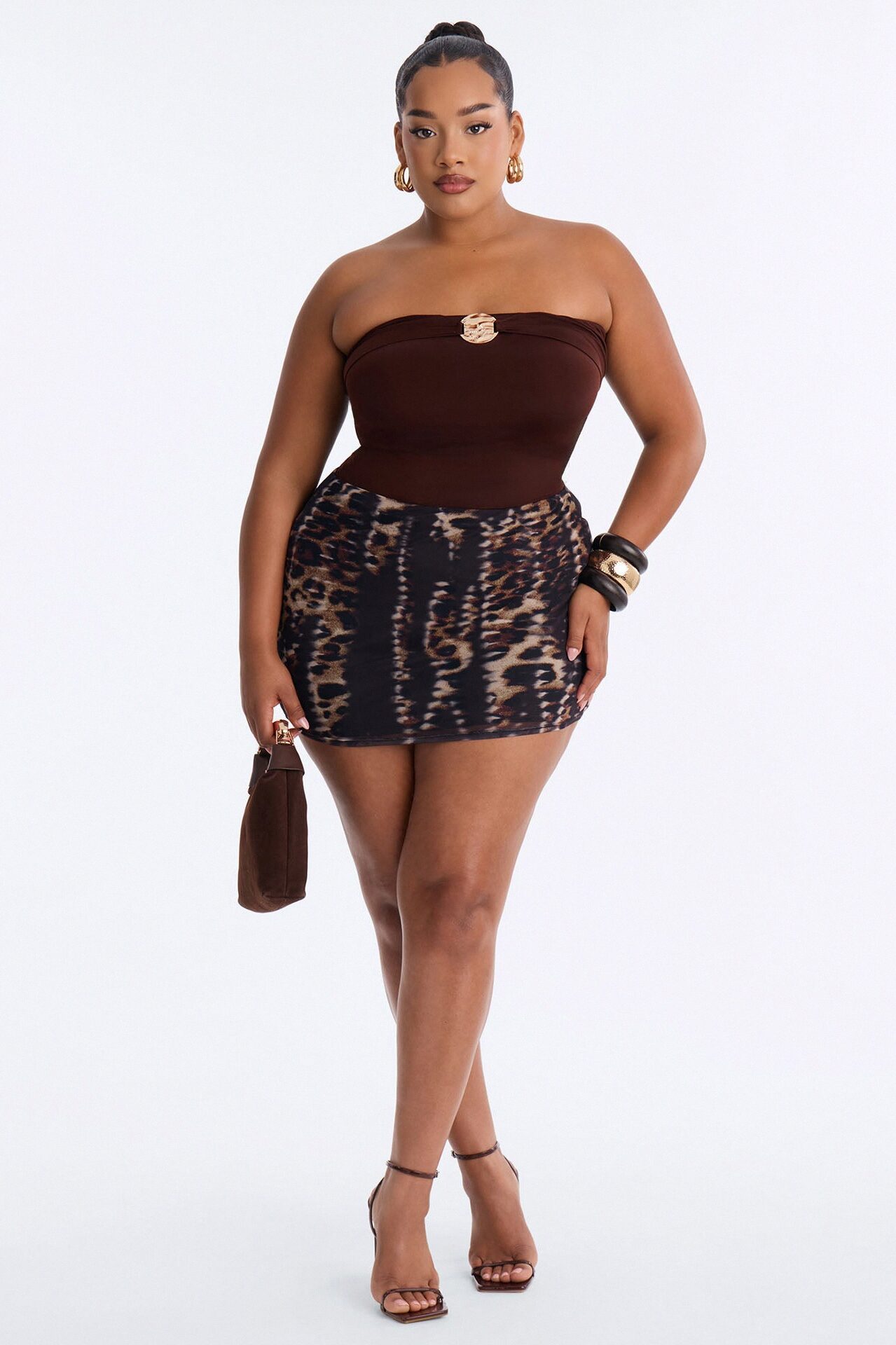 Siena Nights Strapless Hardware Bodysuit - Brown