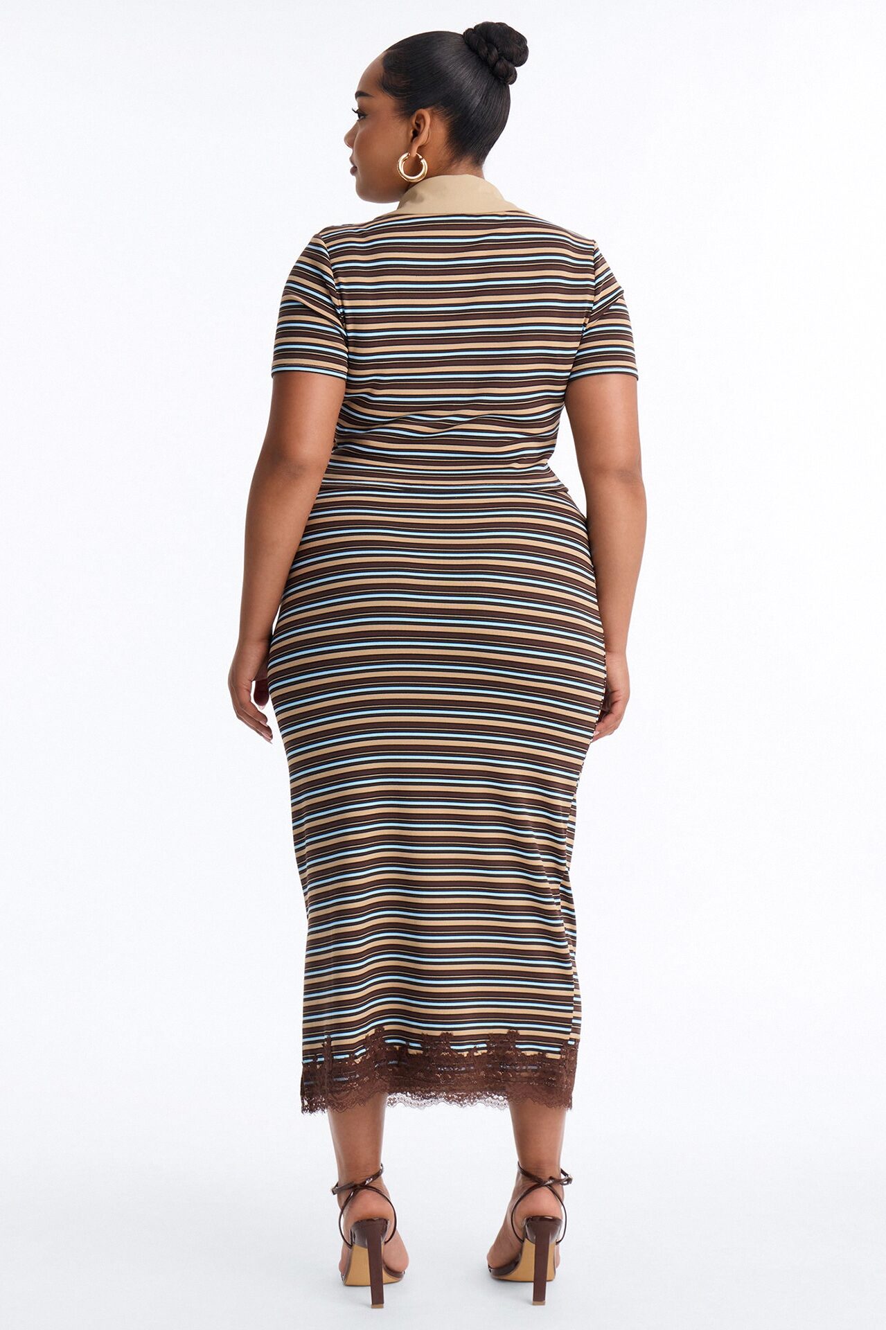 Striped Attraction Skirt Set - Brown/combo