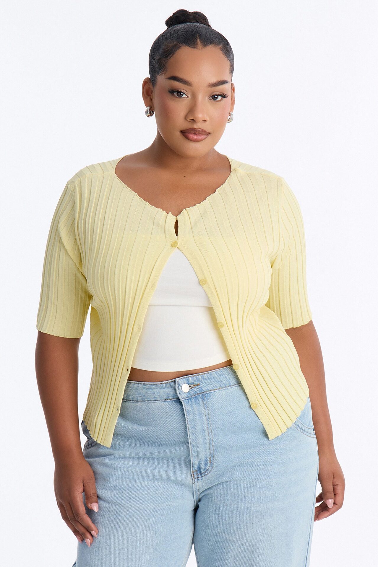 Kenny Short Sleeve Sweater Top - Butter Yellow