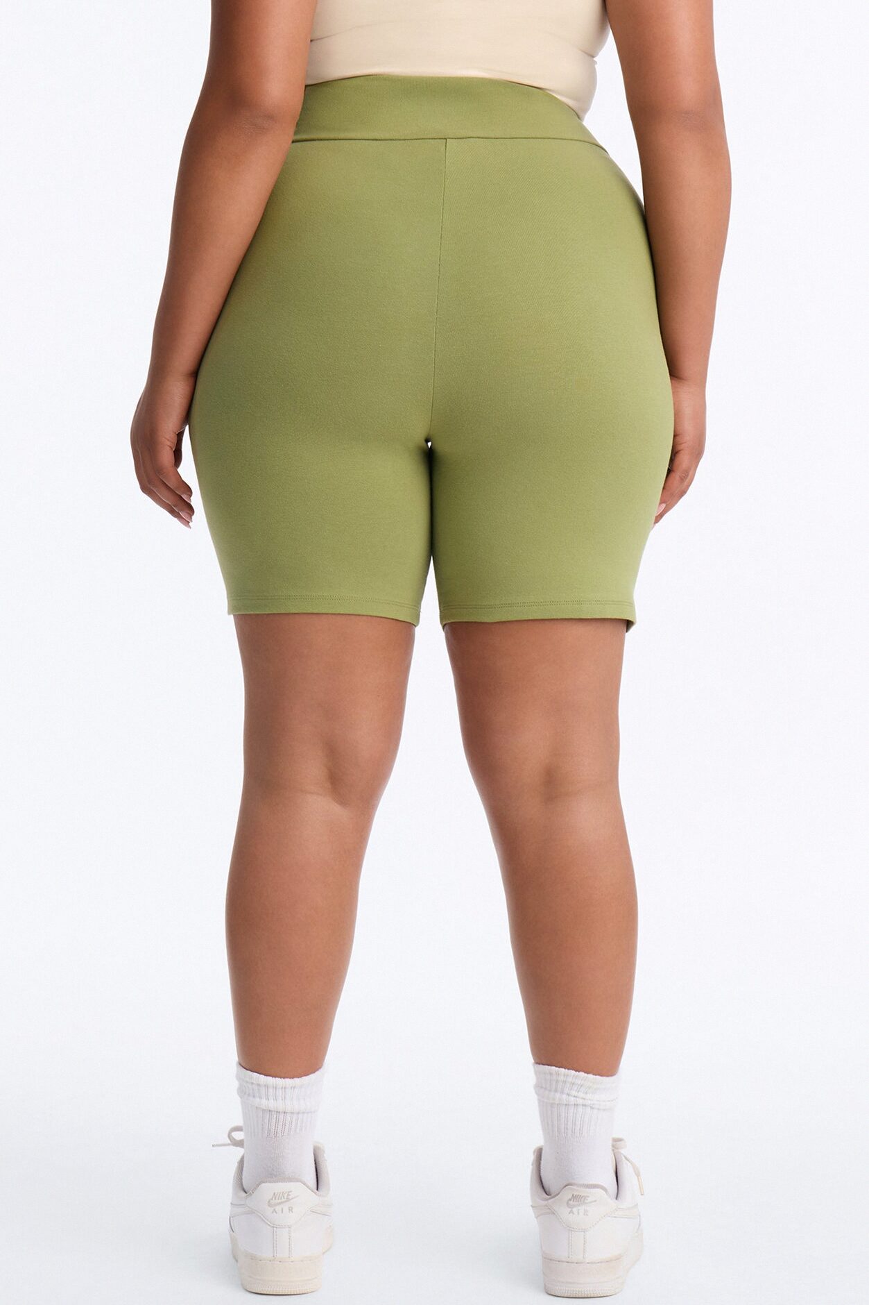 Quinn High Rise Everyday Cotton Biker Short 7″ - Moss