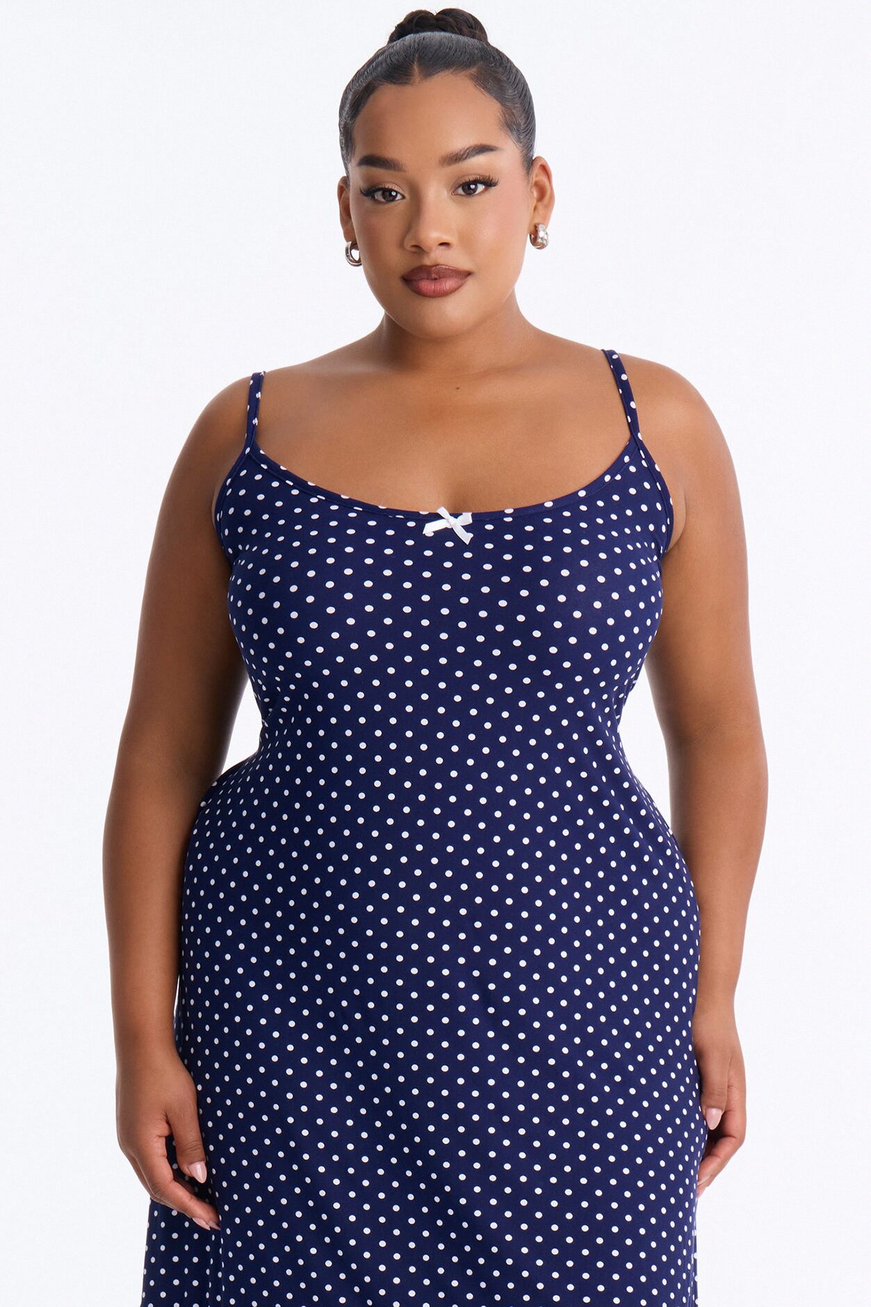 Dotty After Dark Ruffle PJ Sleep Dress - Navy
