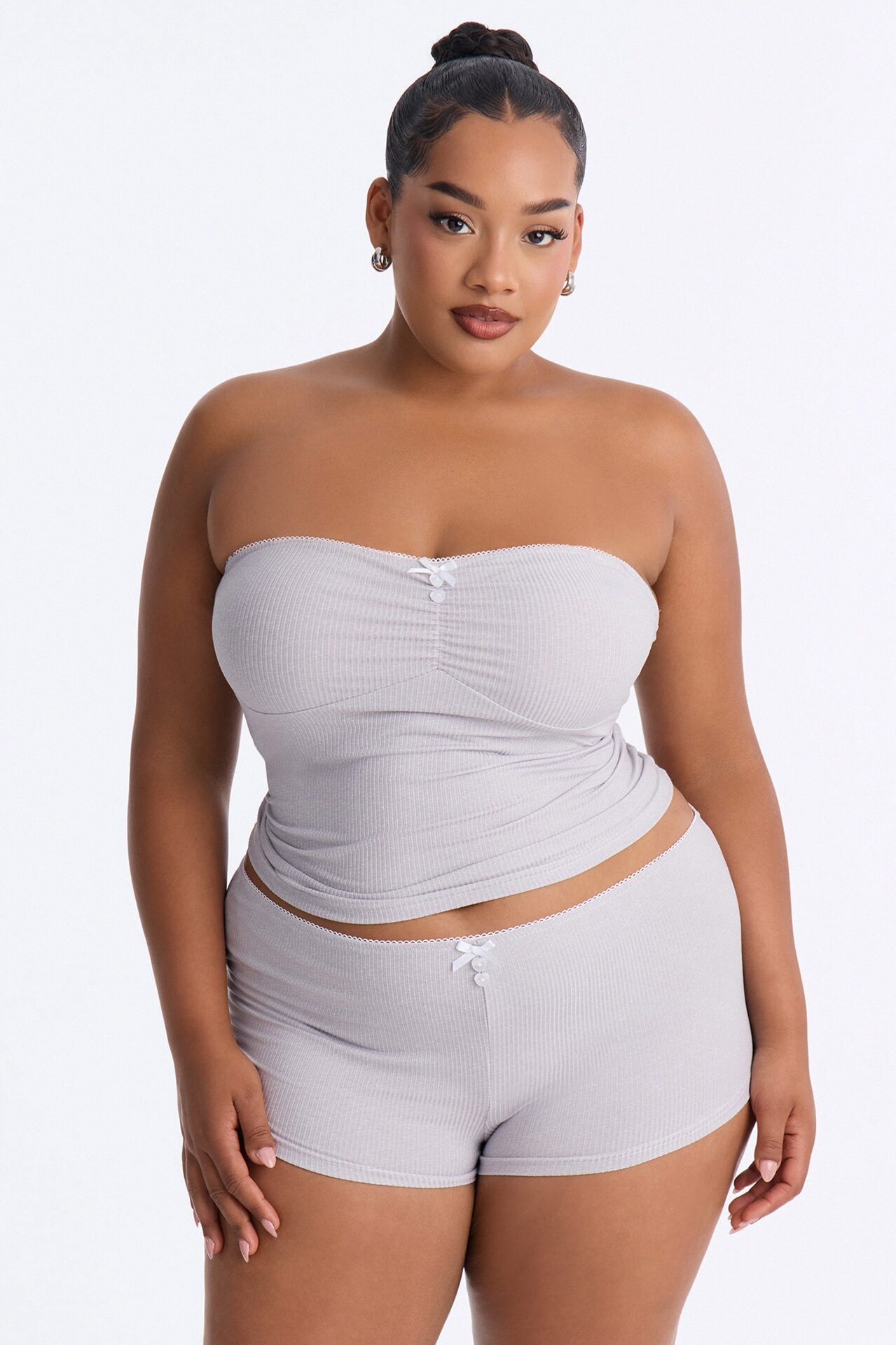 Give Me More 2pc PJ Boyshort Set - Heather Grey