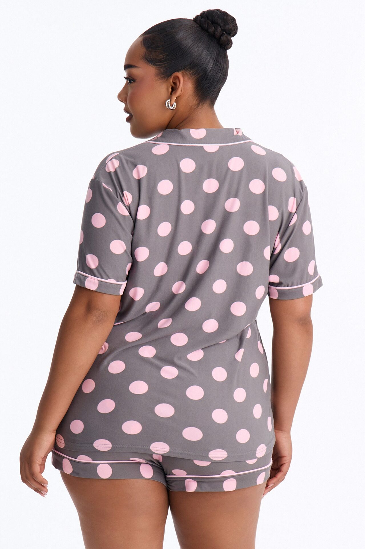 Snuggle Me Button Up PJ Short Set - Grey/combo