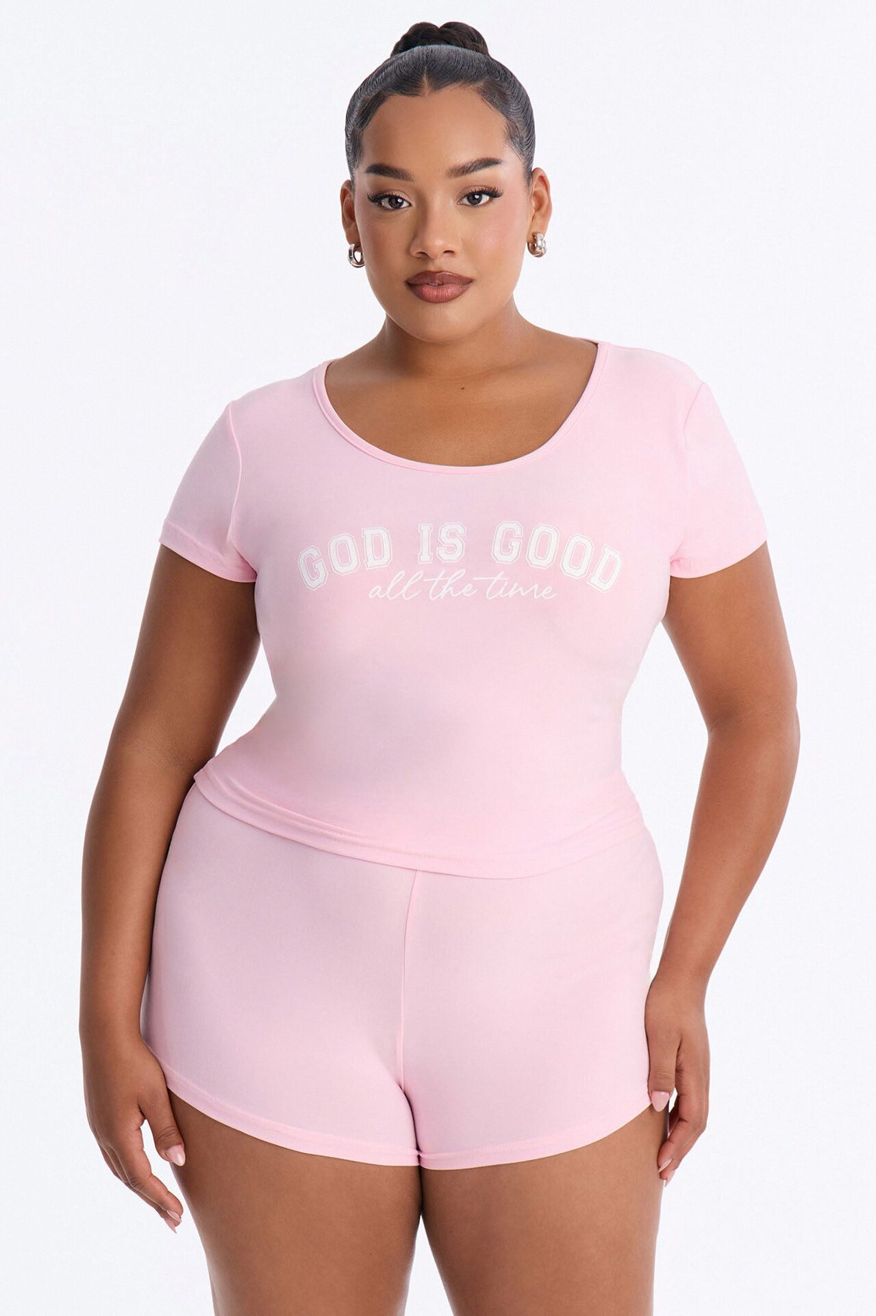 God Is Good All The Time PJ Short Set - Pink