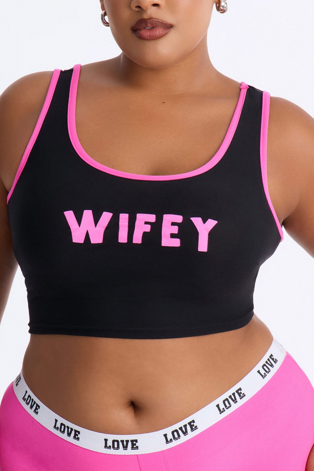 Wifey 2pc Boyshort PJ Set - Black/combo